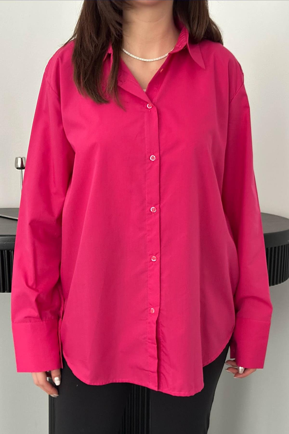 Wholesale Fuchsia Poplin Shirt