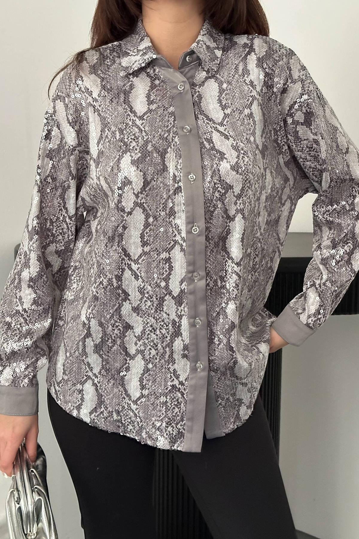 Wholesale Gray Glittery Garni Shirt