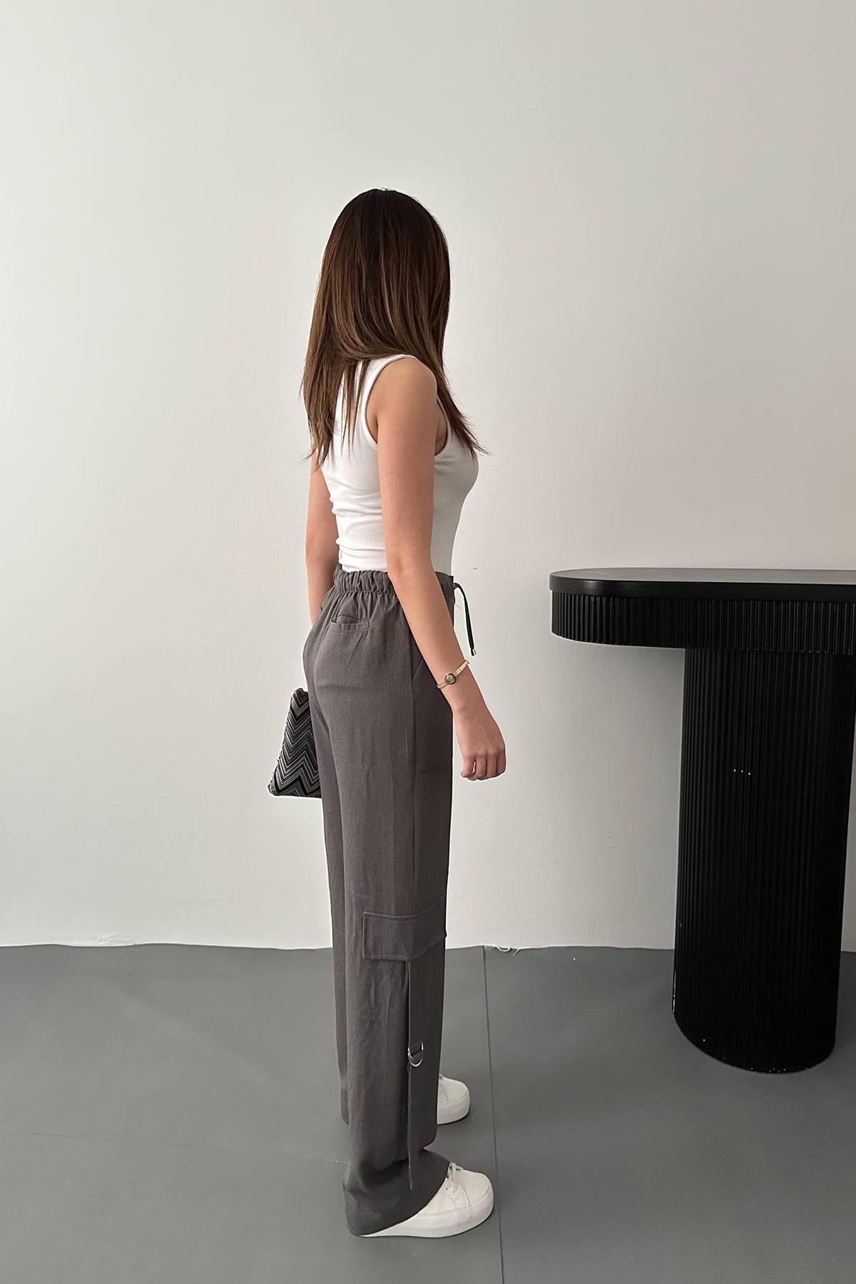 بنطلون رمادي بسحاب أمامي للبيع بالجملة