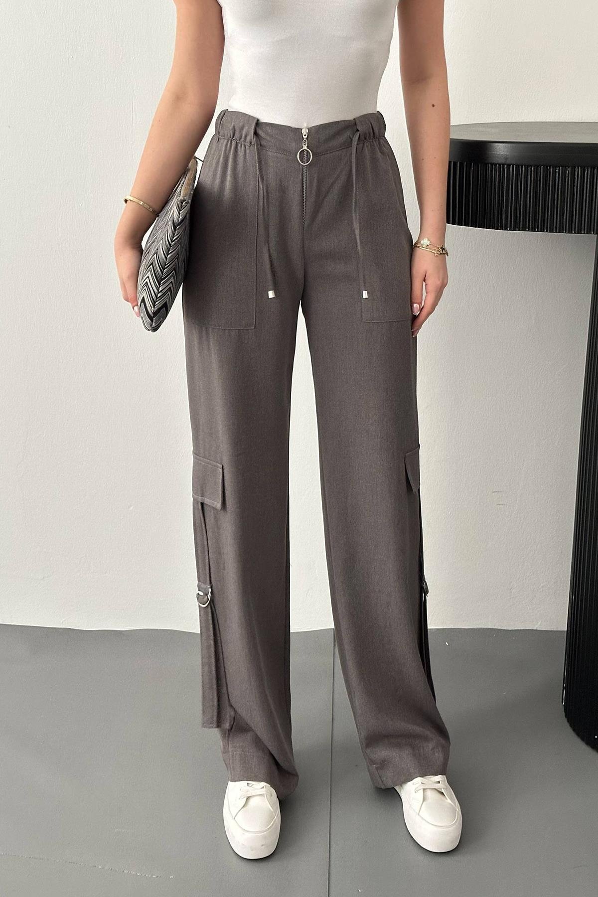 بنطلون رمادي بسحاب أمامي للبيع بالجملة
