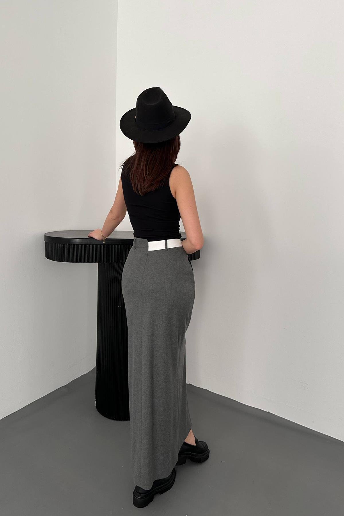 Оптовая продажа серая клетчатая юбка из поливискона с отделкой