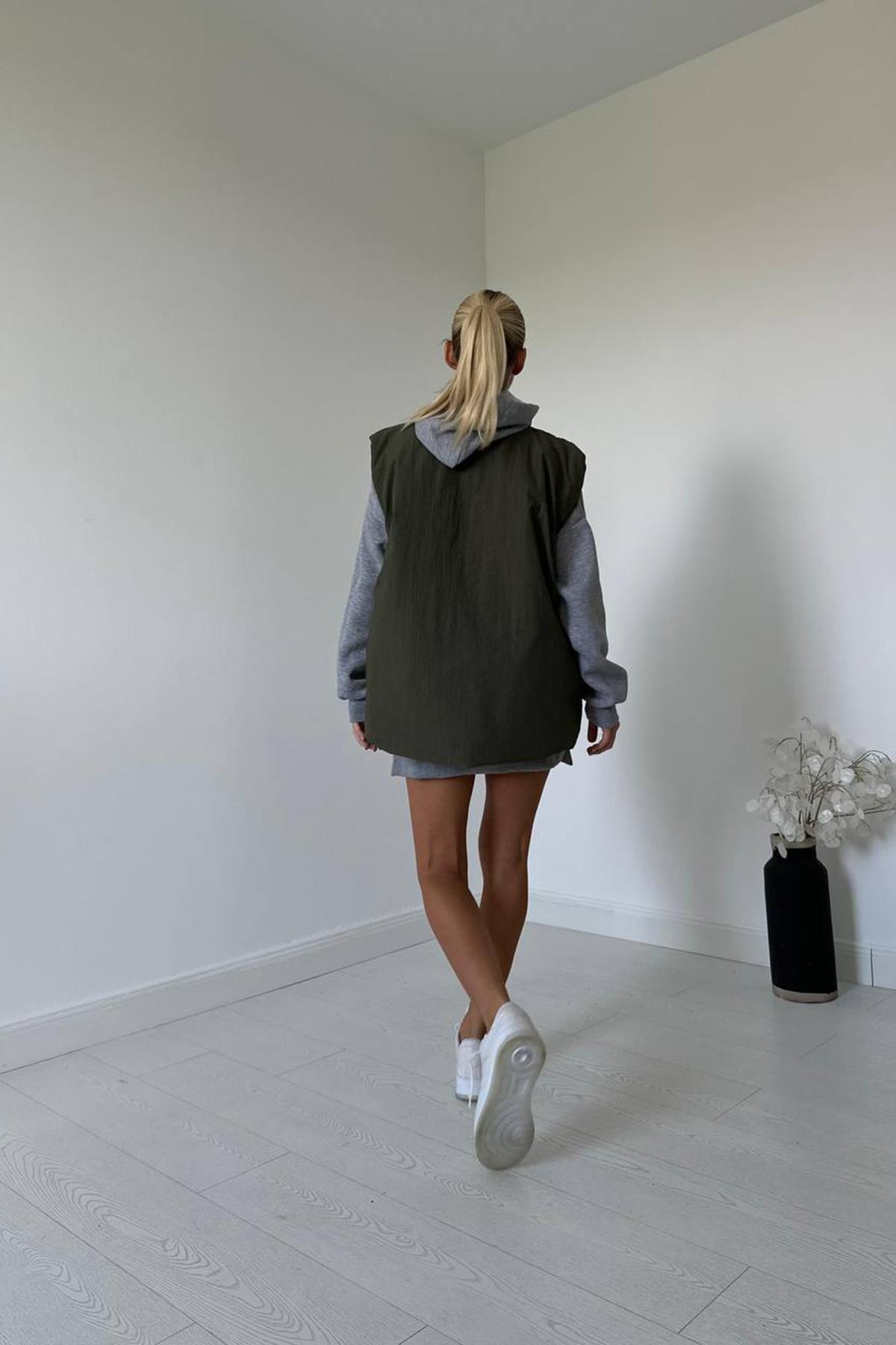 Toptan Haki Cepli Şişme Yelek