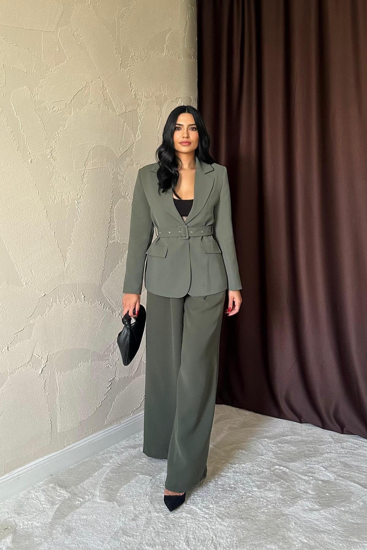 Toptan Haki Pileli Comfort Pantolon