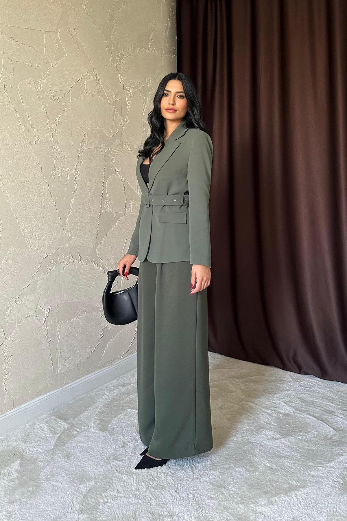 Toptan Haki Pileli Comfort Pantolon