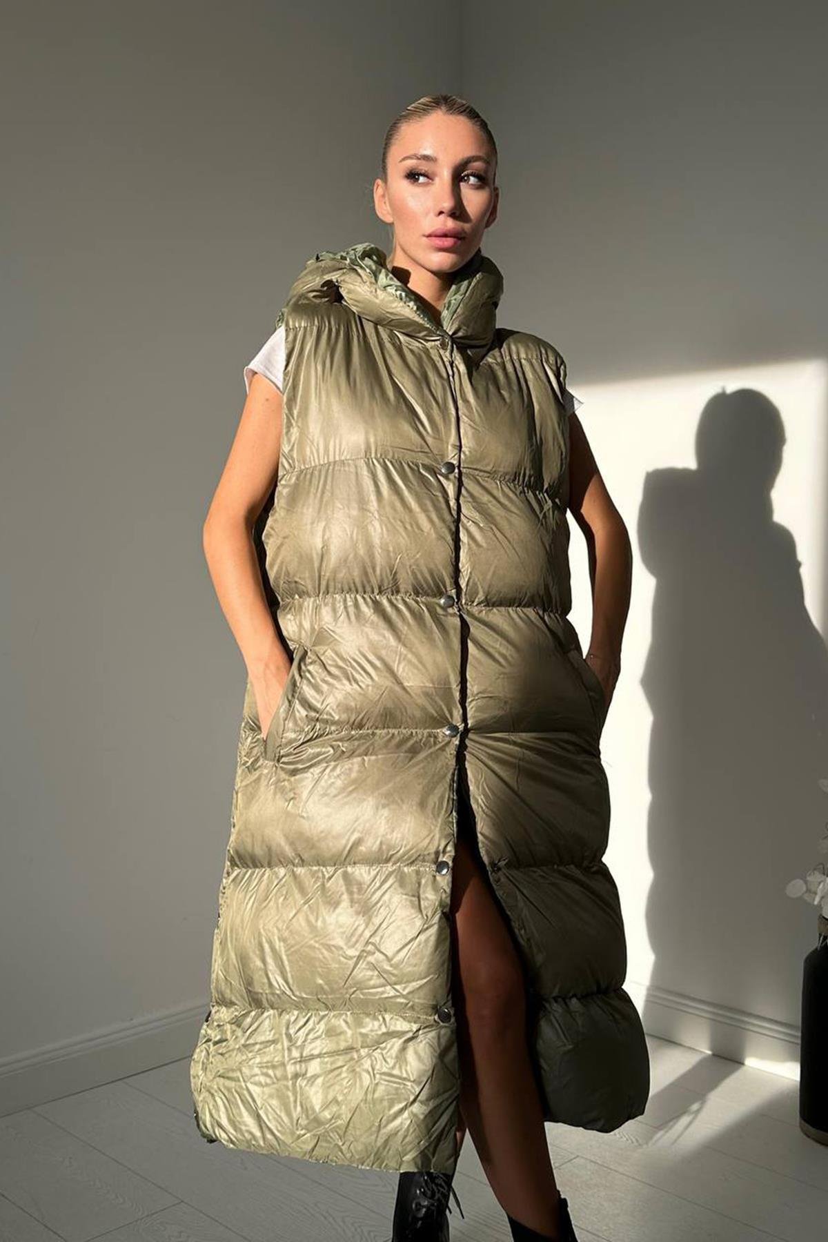 Toptan Haki Yandan Yırtmaçlı Şişme Yelek