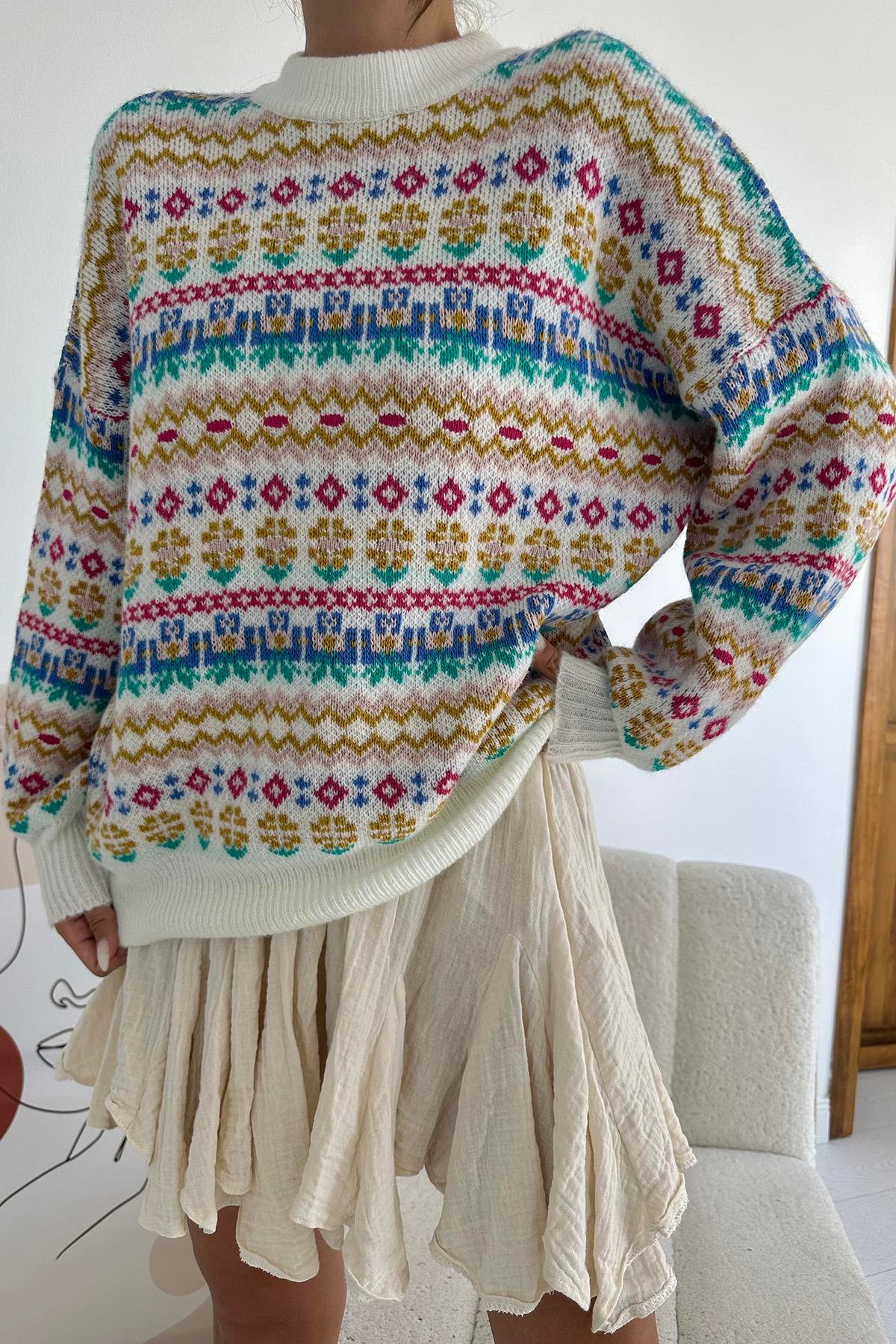 Toptan Kemik Desenli Triko Kazak