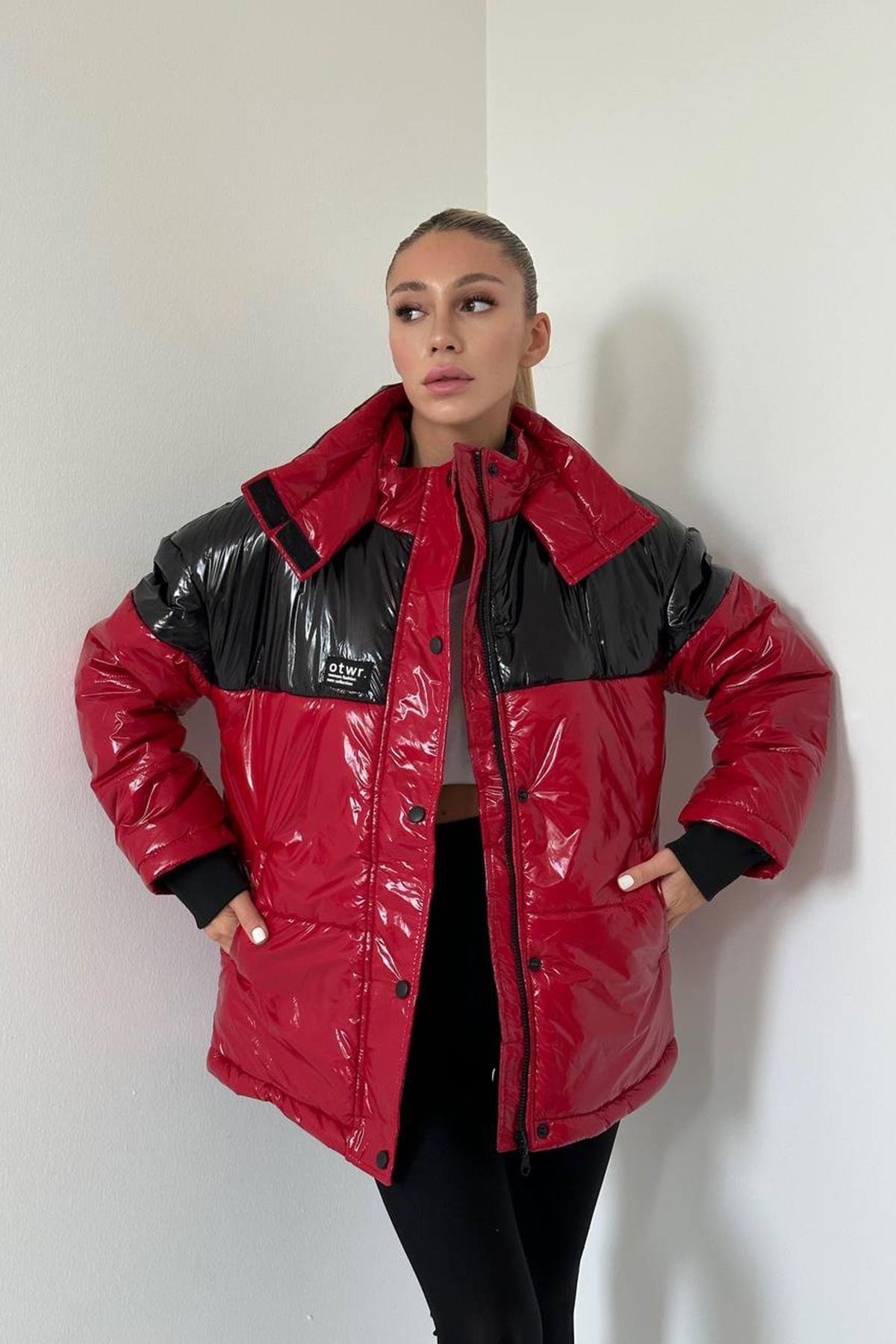 Toptan Kırmızı Parlak Şişme Mont