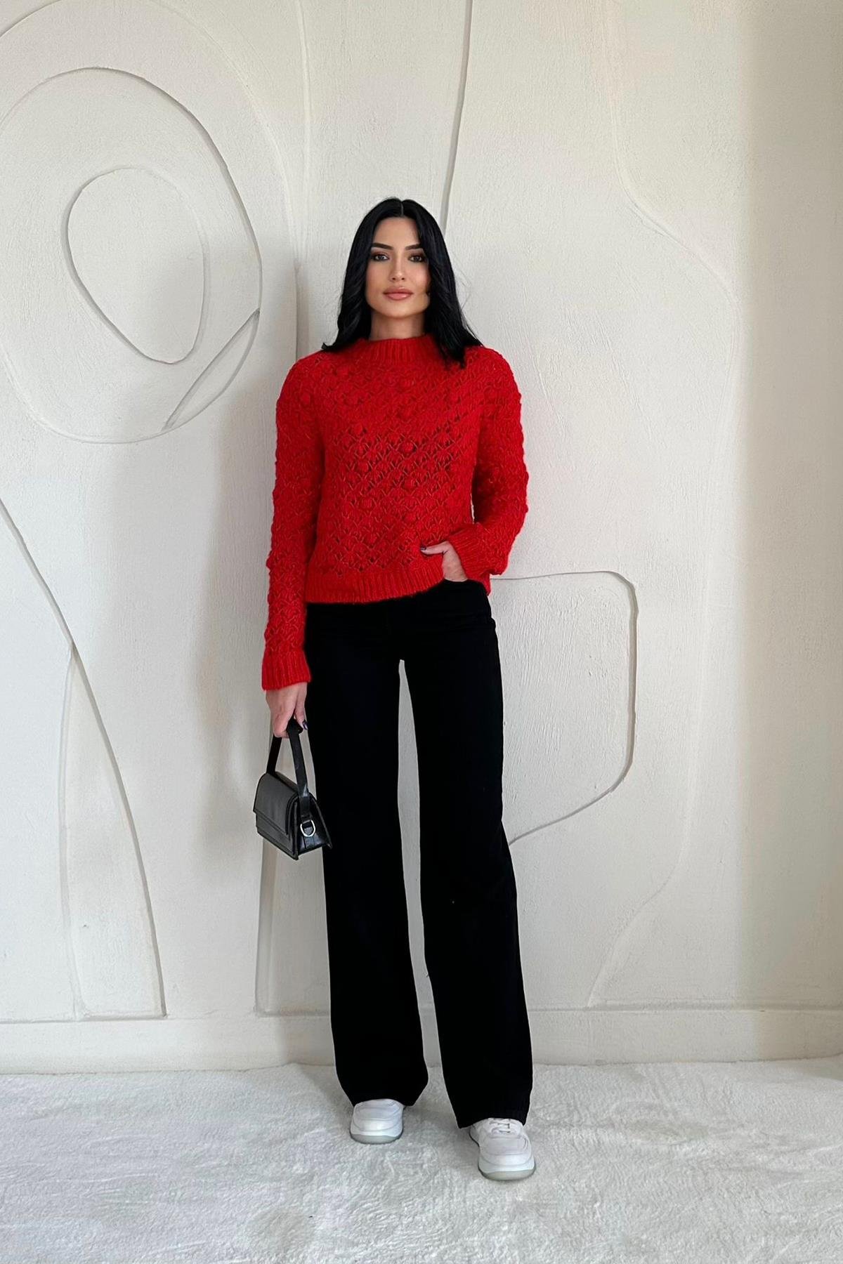 Toptan Kırmızı Triko Kazak