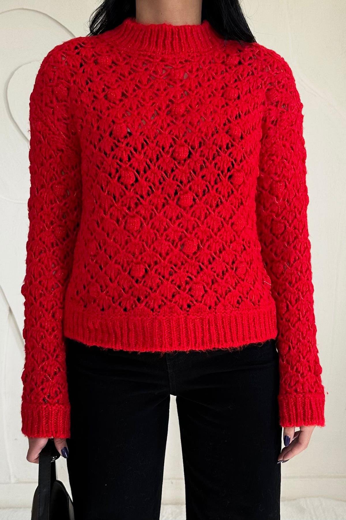 Toptan Kırmızı Triko Kazak