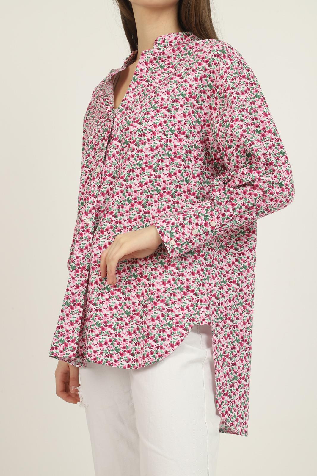 Red V-Neck And Patterned Shirt