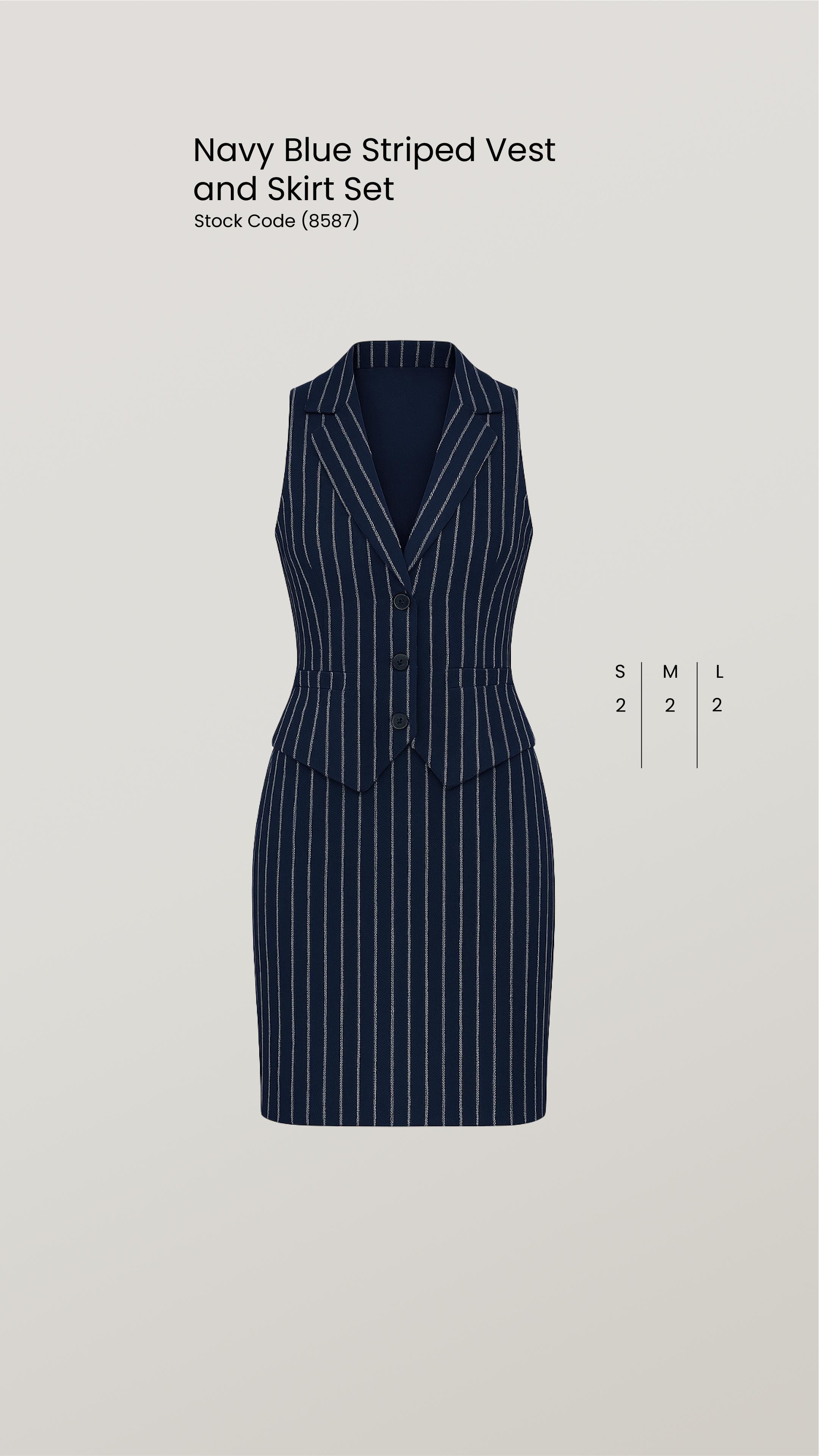 Toptan Lacivert Çizgili Yelek Ve Etek Takım