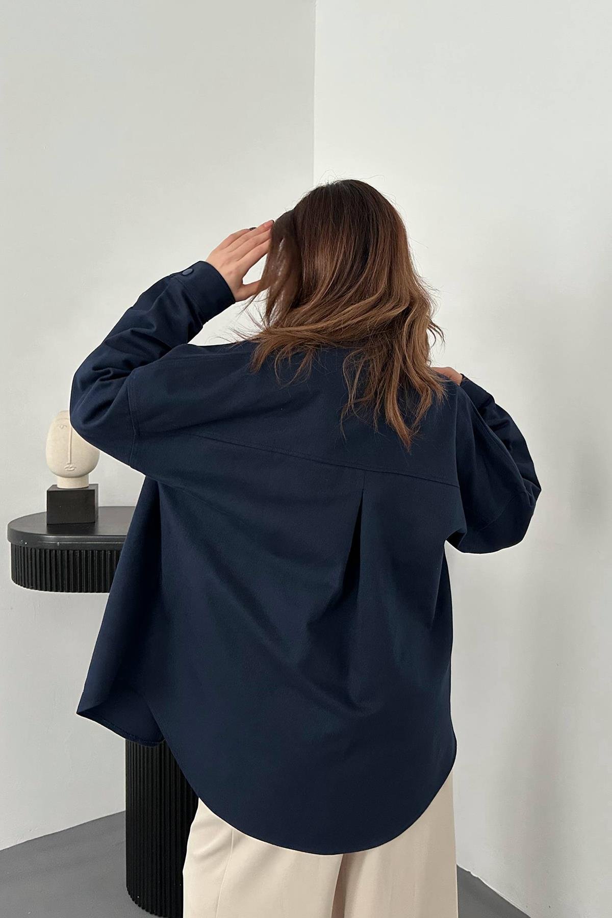 Toptan Lacivert Gabardin Gömlek