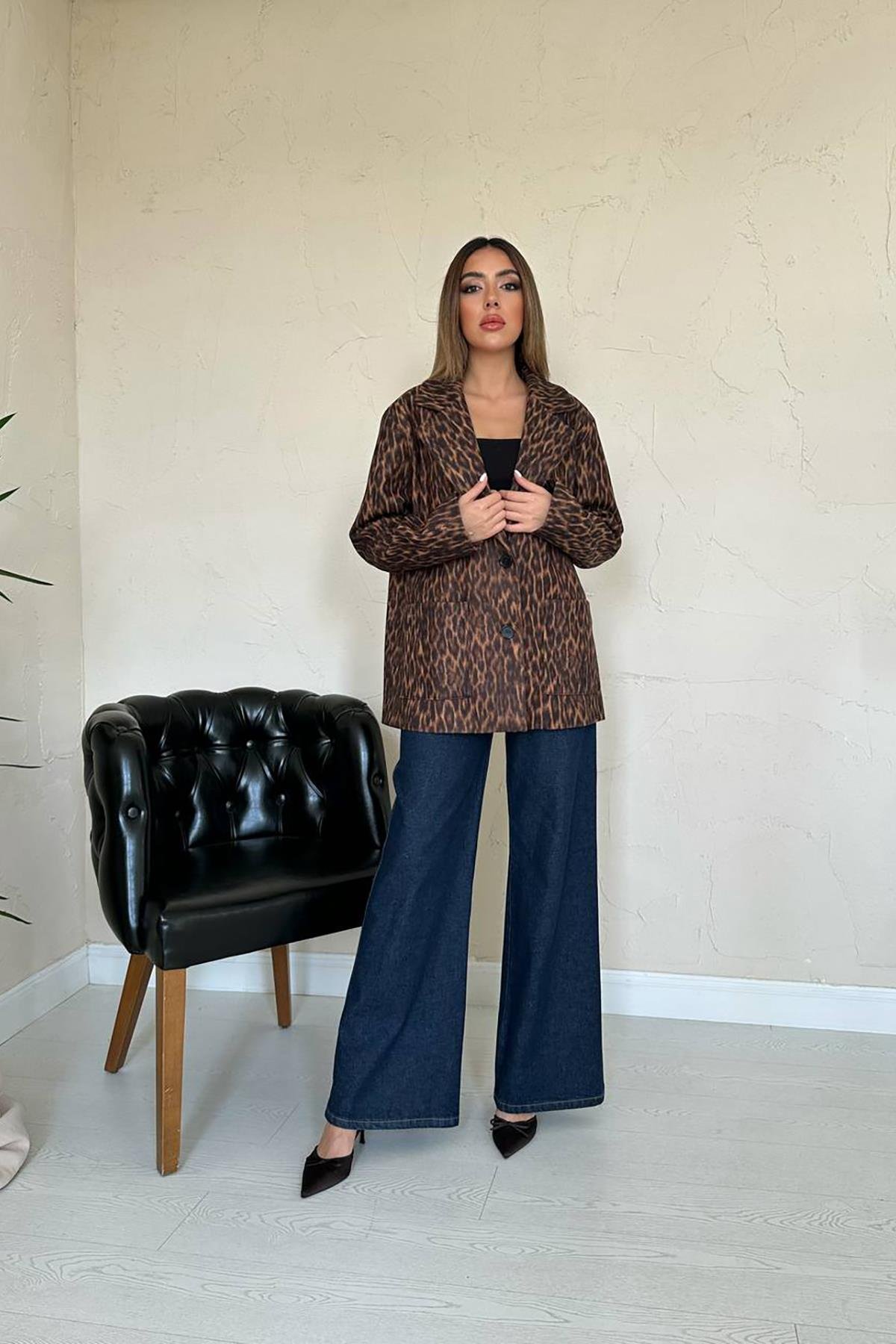 Toptan Leopar Leopar Ceket