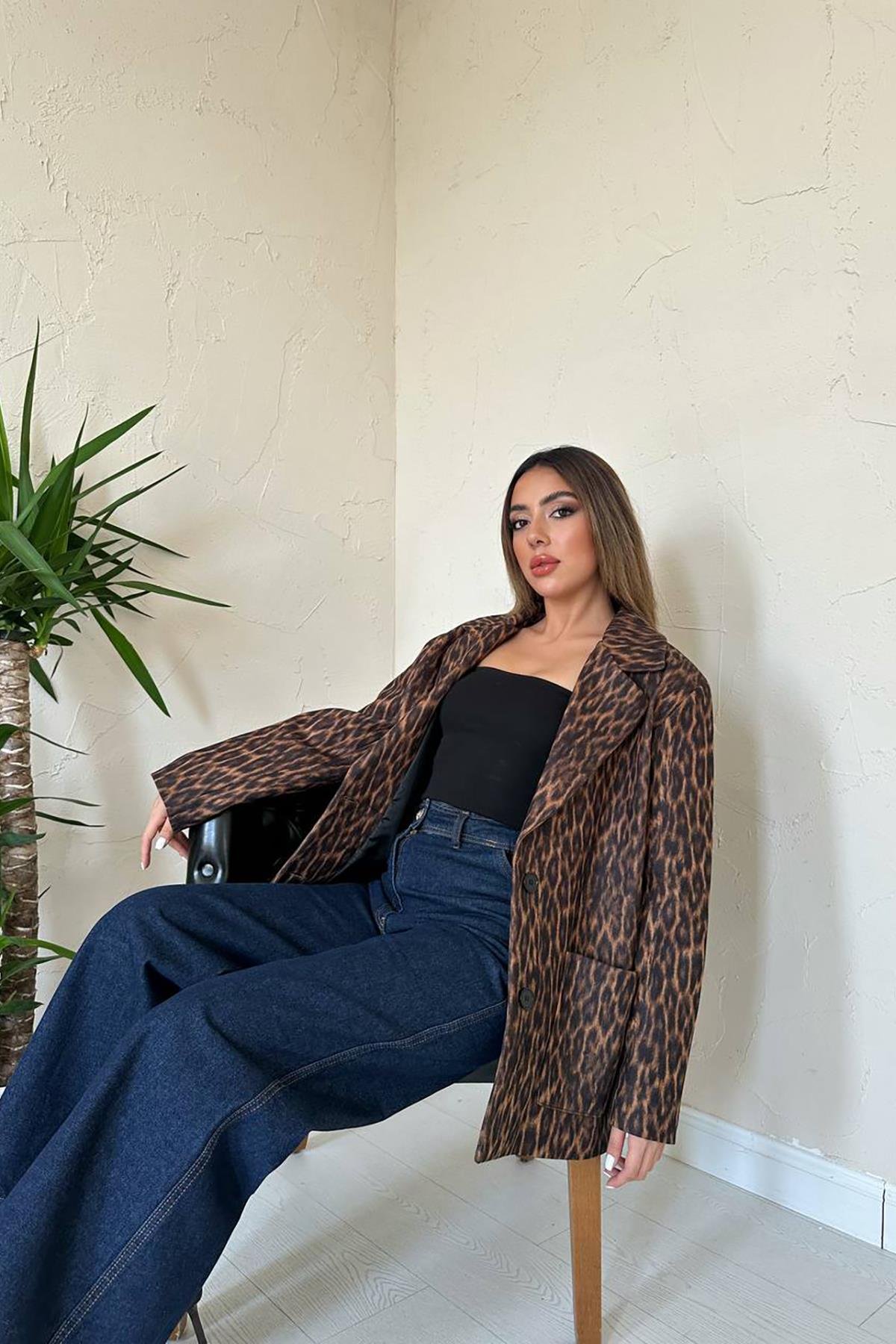 Toptan Leopar Leopar Ceket