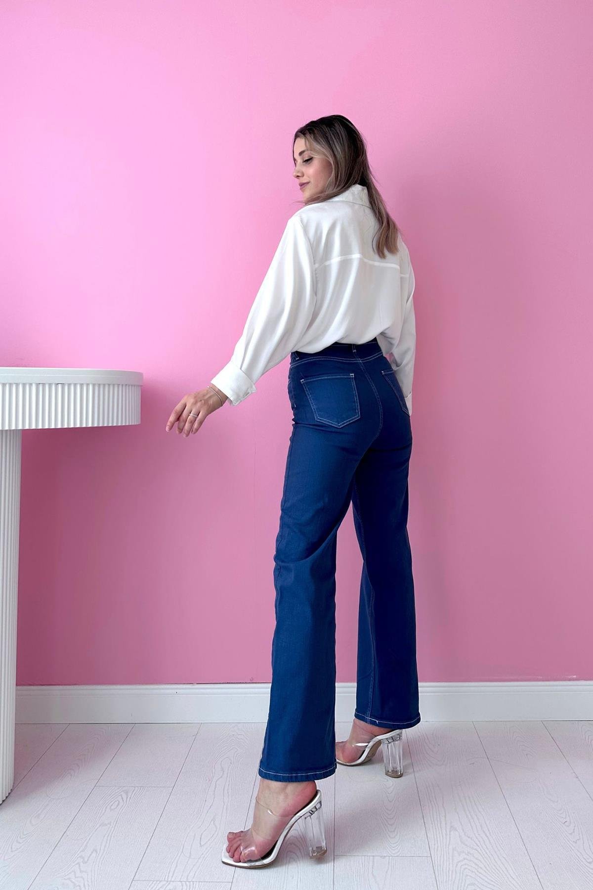 Синие Удобные Джинсовые Брюки