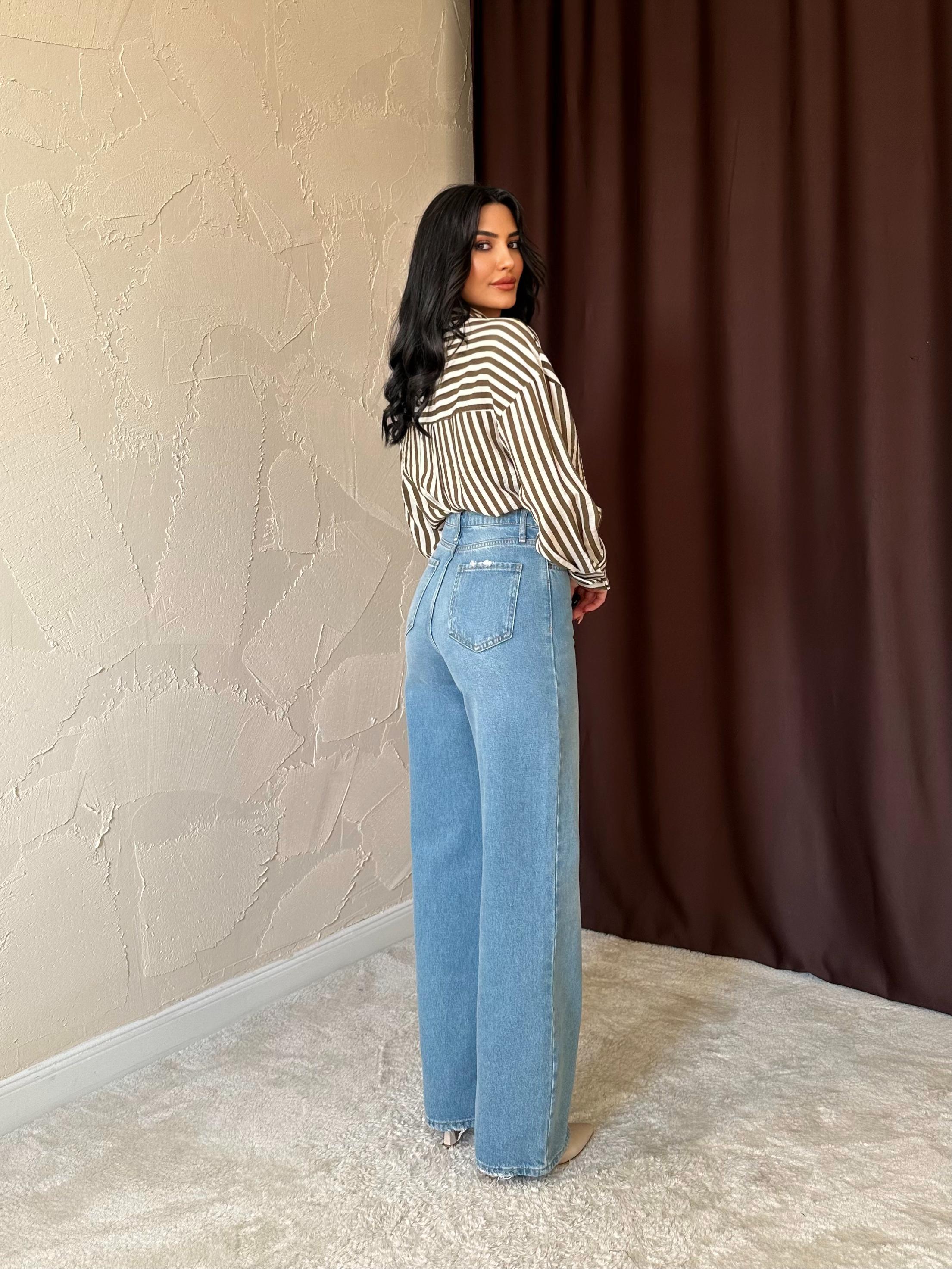 Оптовые синие удобные джинсы брюки