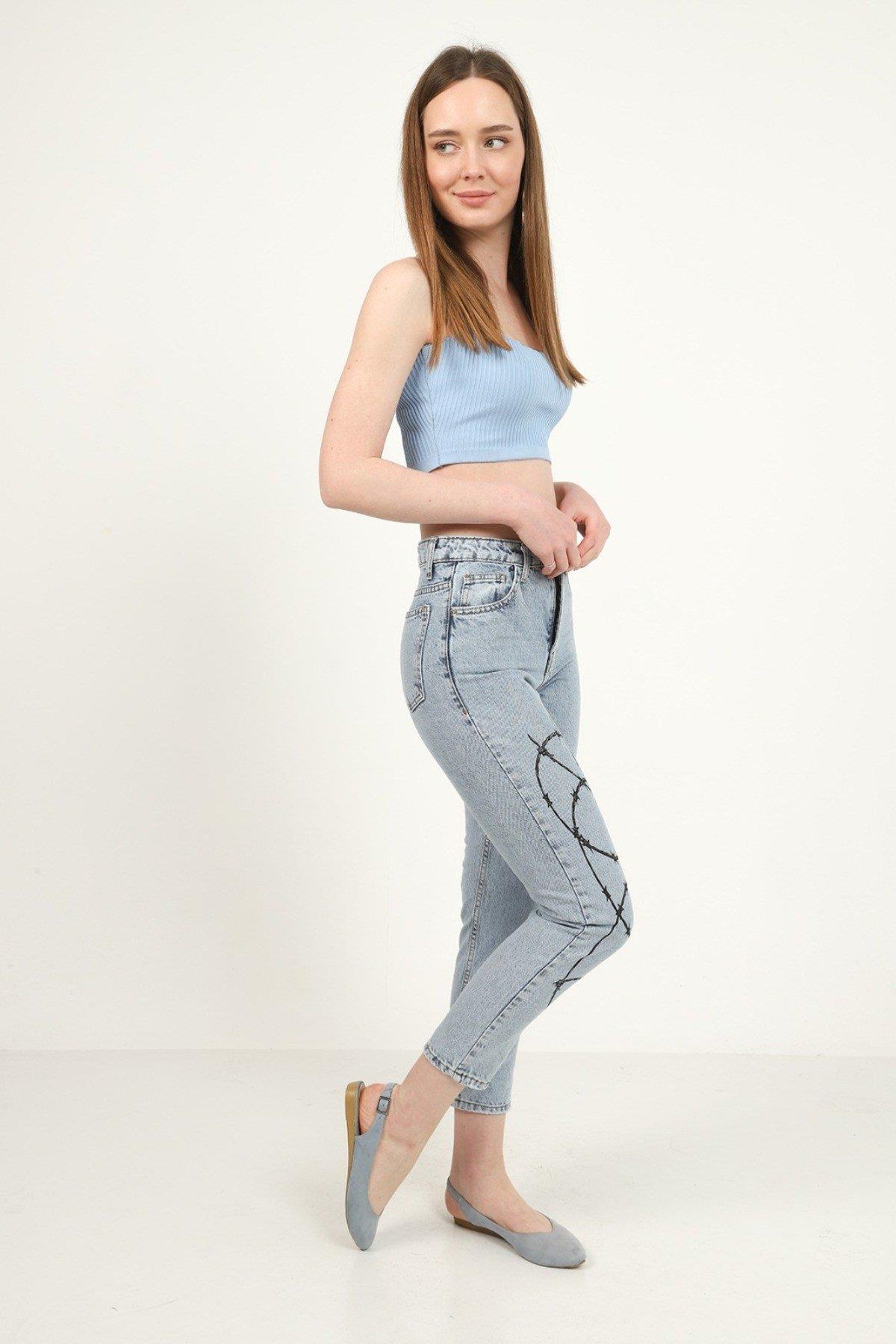 Blue Patterned Jeans