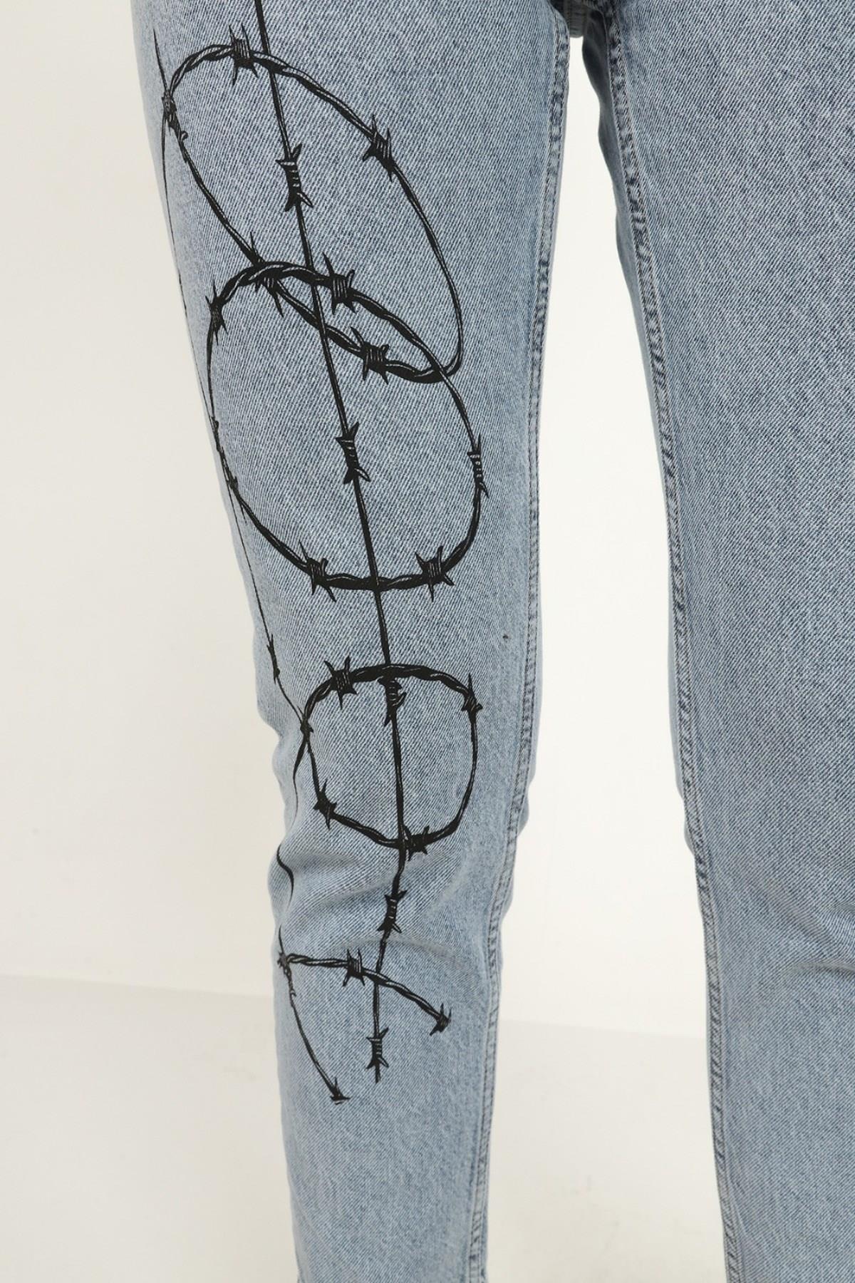 Blue Patterned Jeans