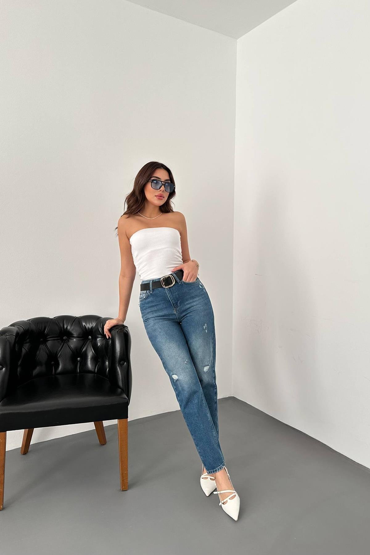 Wholesale Blue Laser Cut Jeans Pants