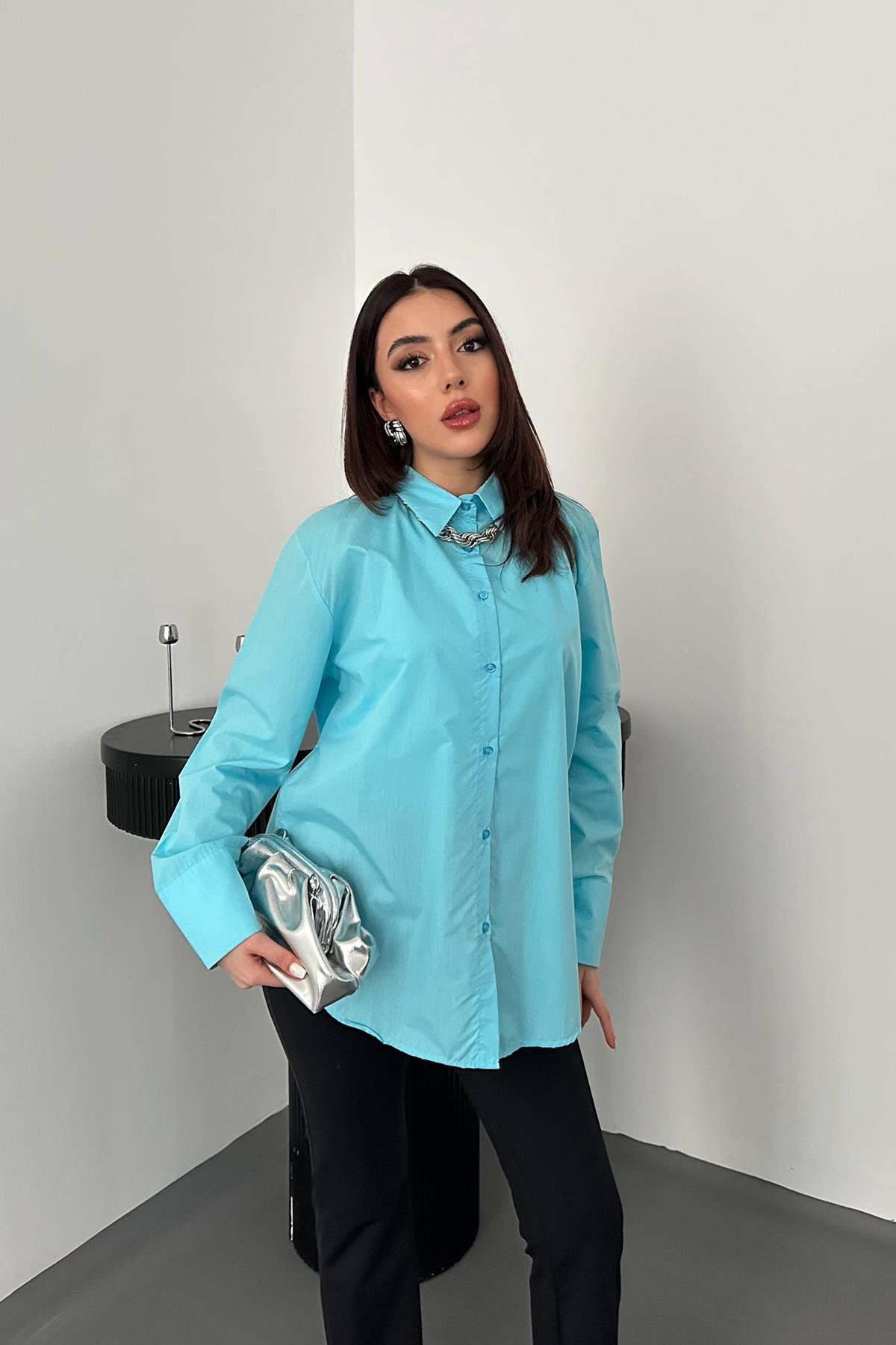 Wholesale Blue Poplin Shirt