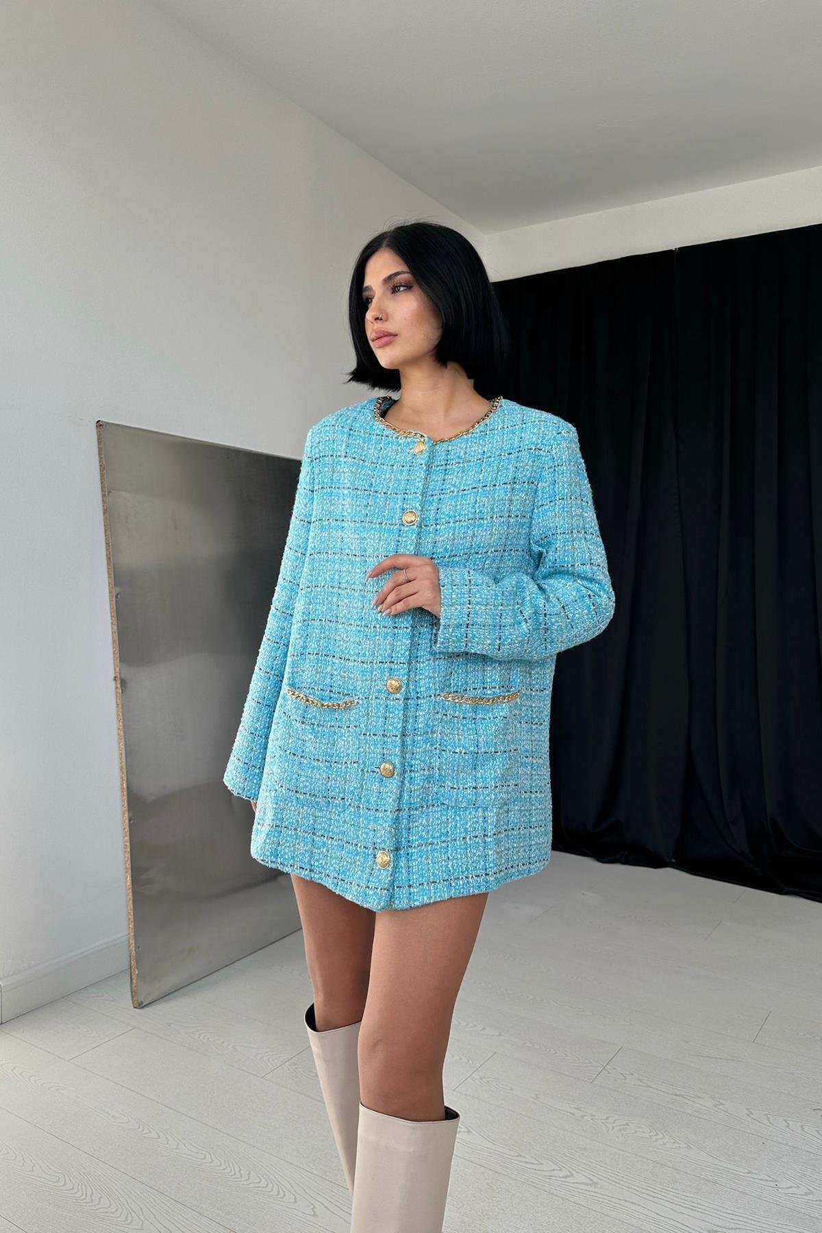 Wholesale Blue Chain Coat