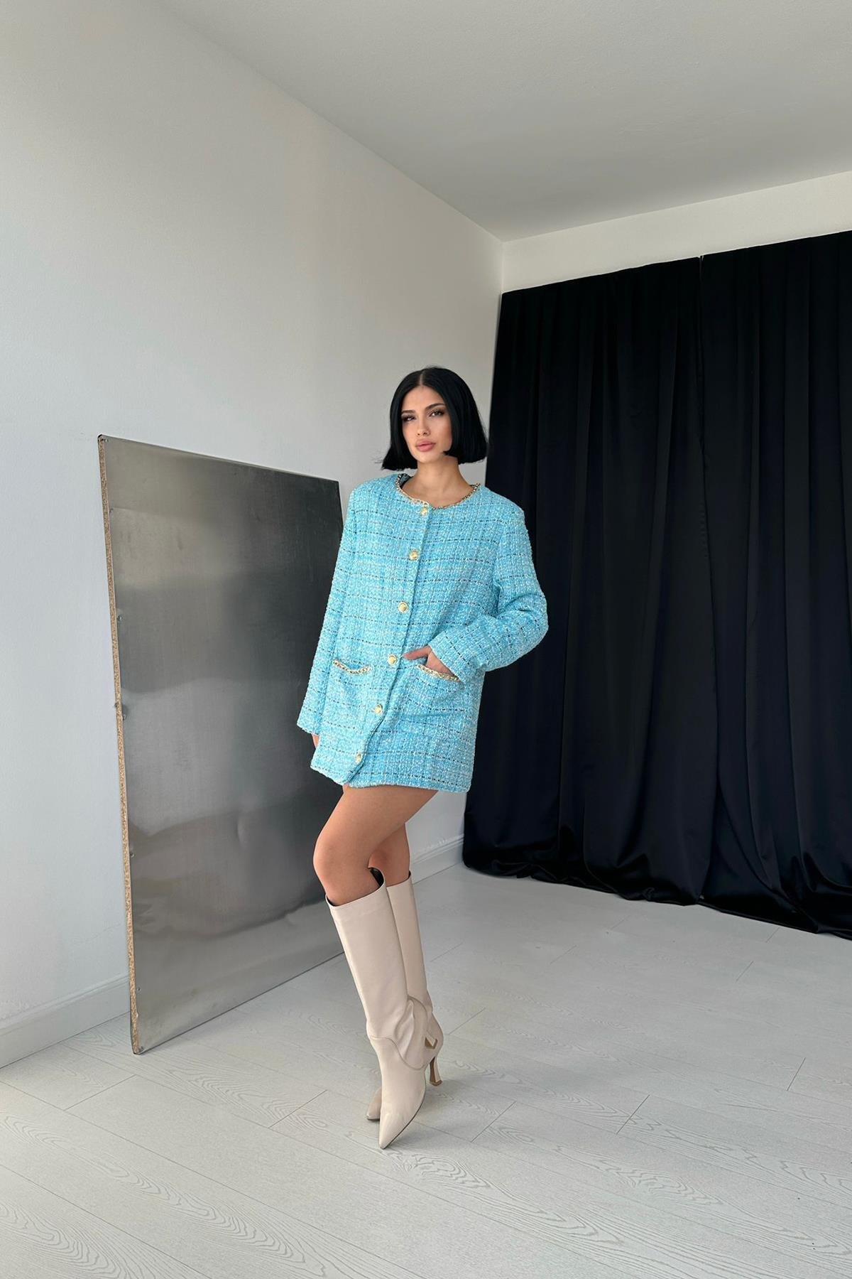 Wholesale Blue Chain Coat