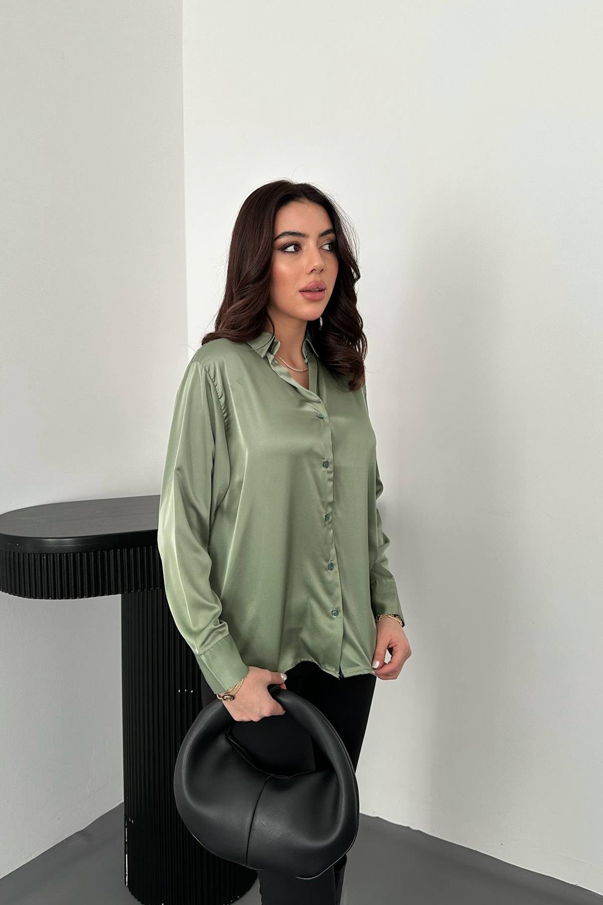 Wholesale Mint Satin Shirt