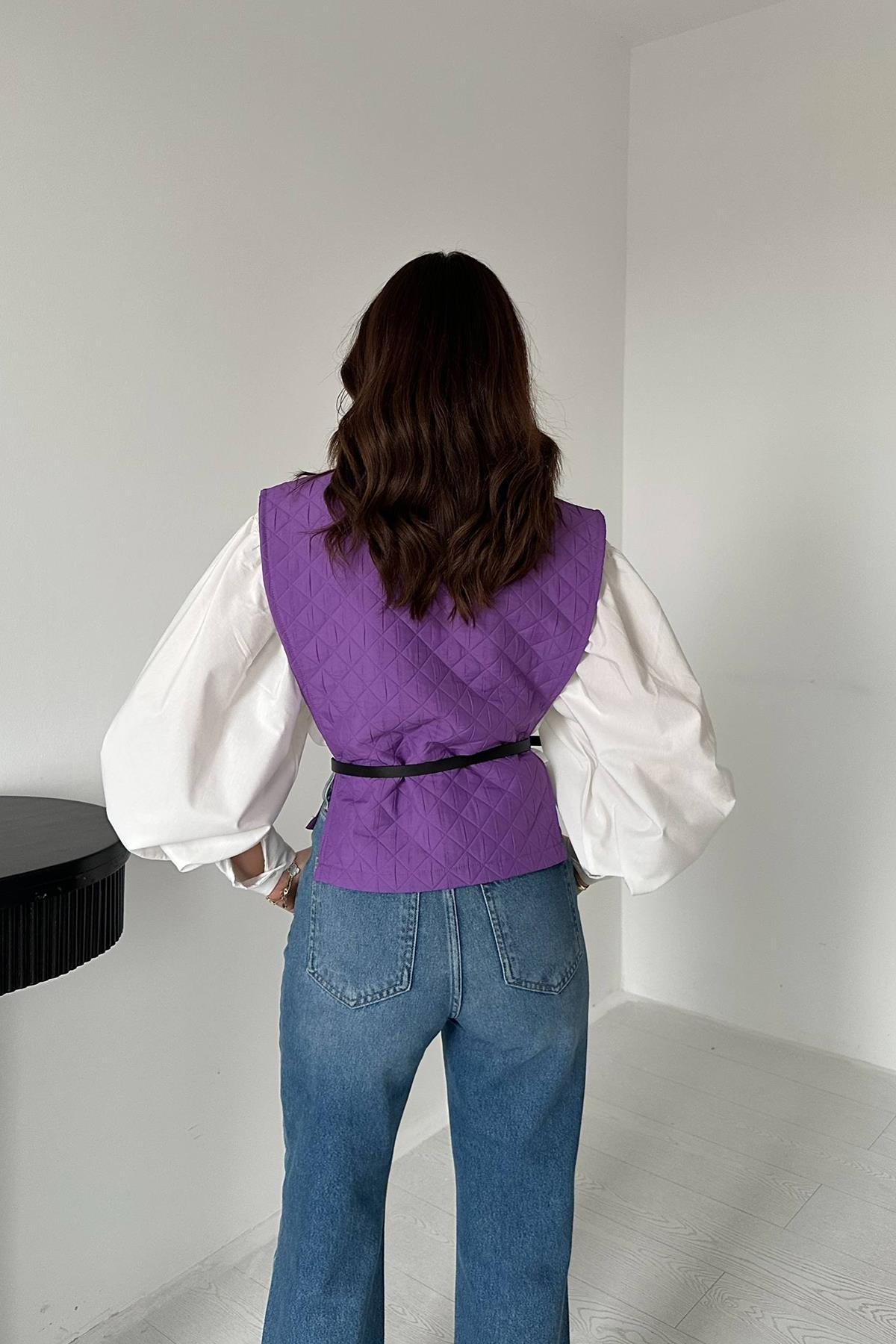 Toptan Mor Kemerli Gömlek ve Panço Takım