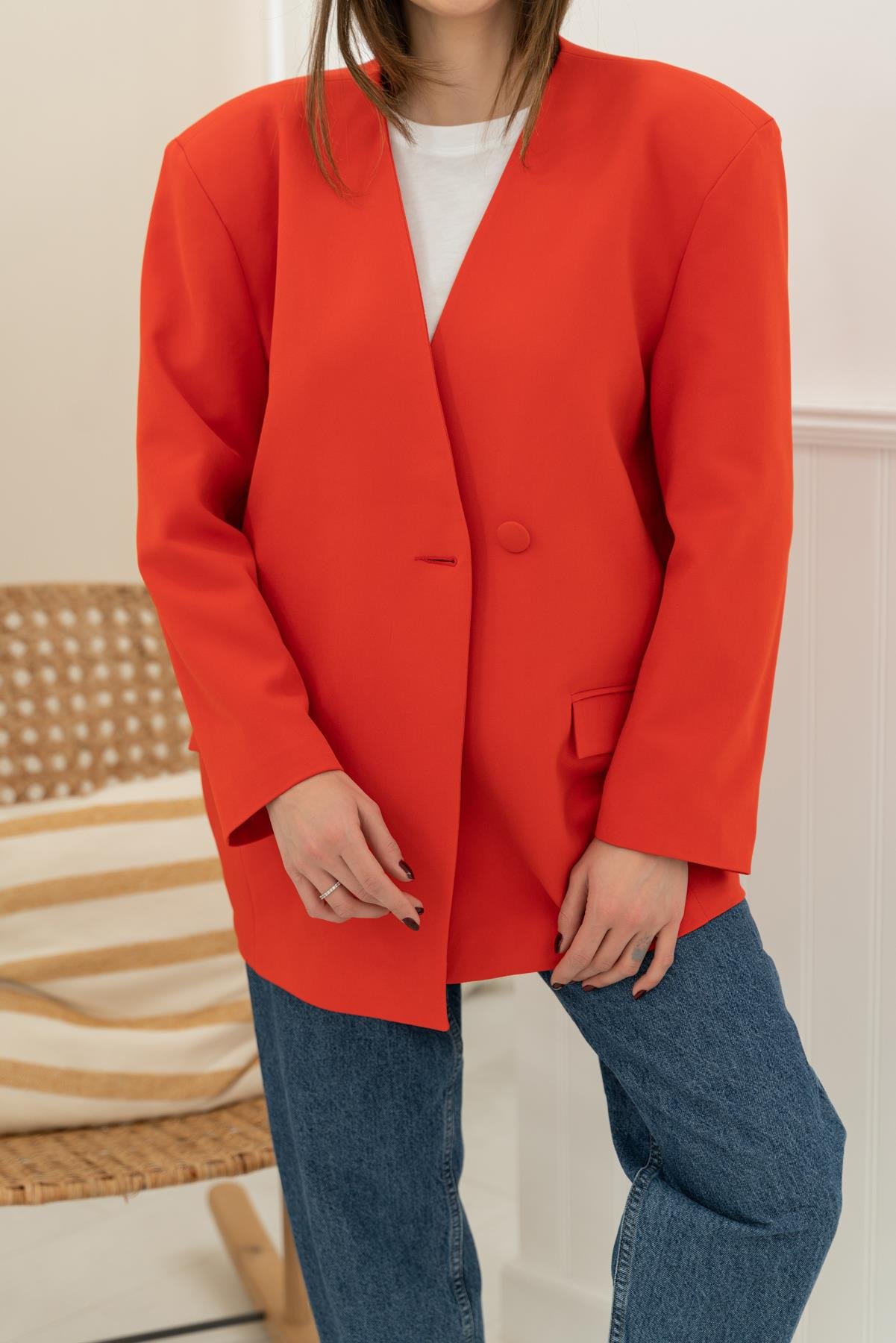 Toptan Oranj Eteği Lastikli Ceket