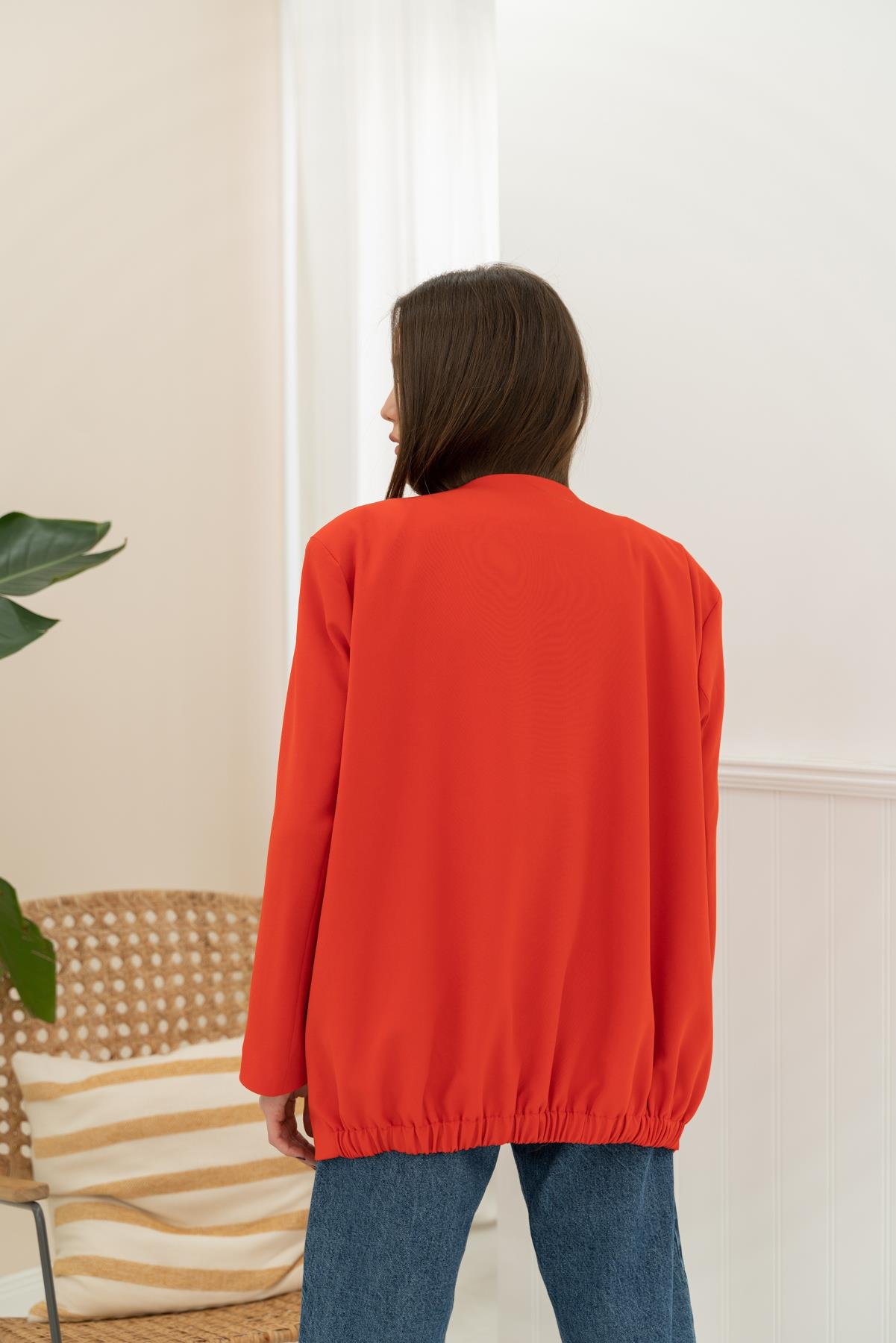 Toptan Oranj Eteği Lastikli Ceket