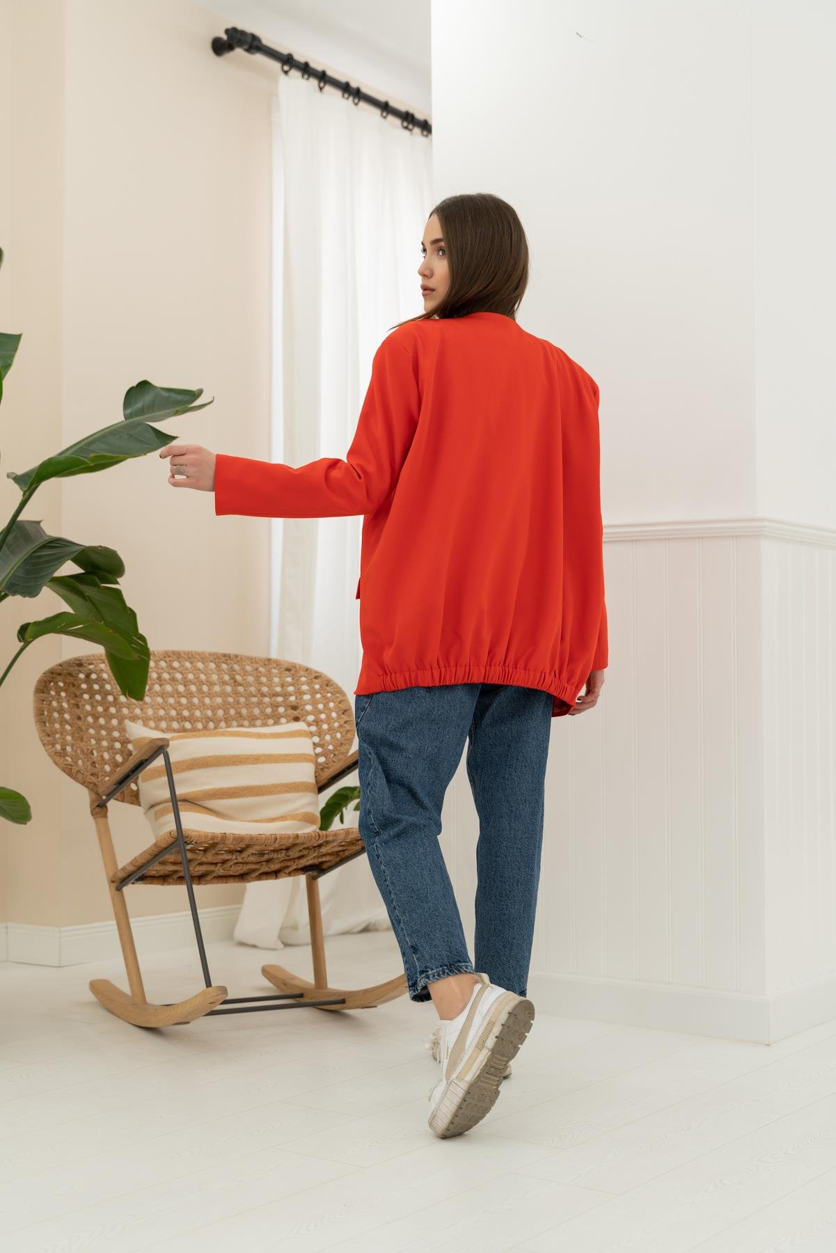 Toptan Oranj Eteği Lastikli Ceket