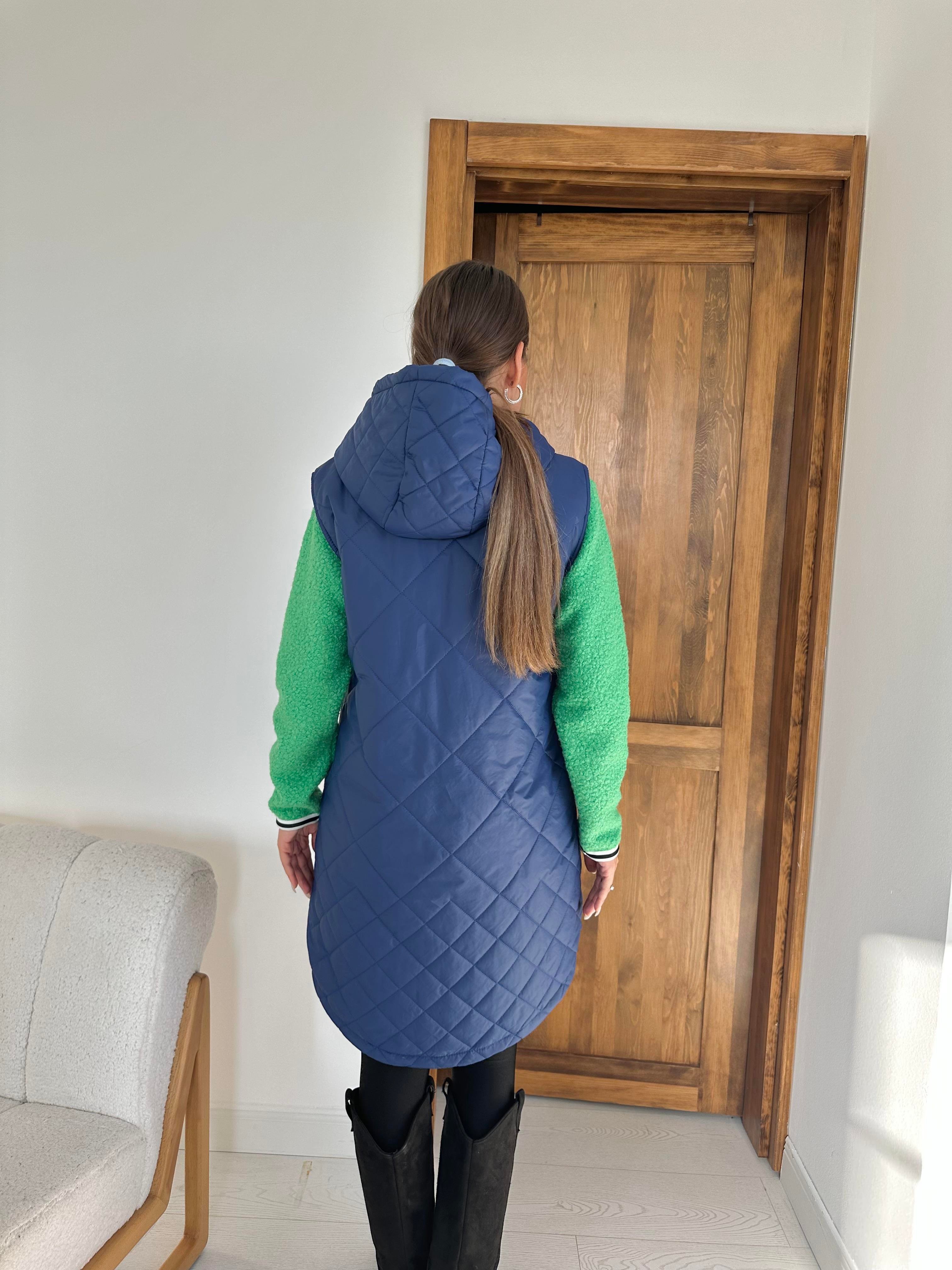 Toptan Saks Kapitone Uzun Yelek