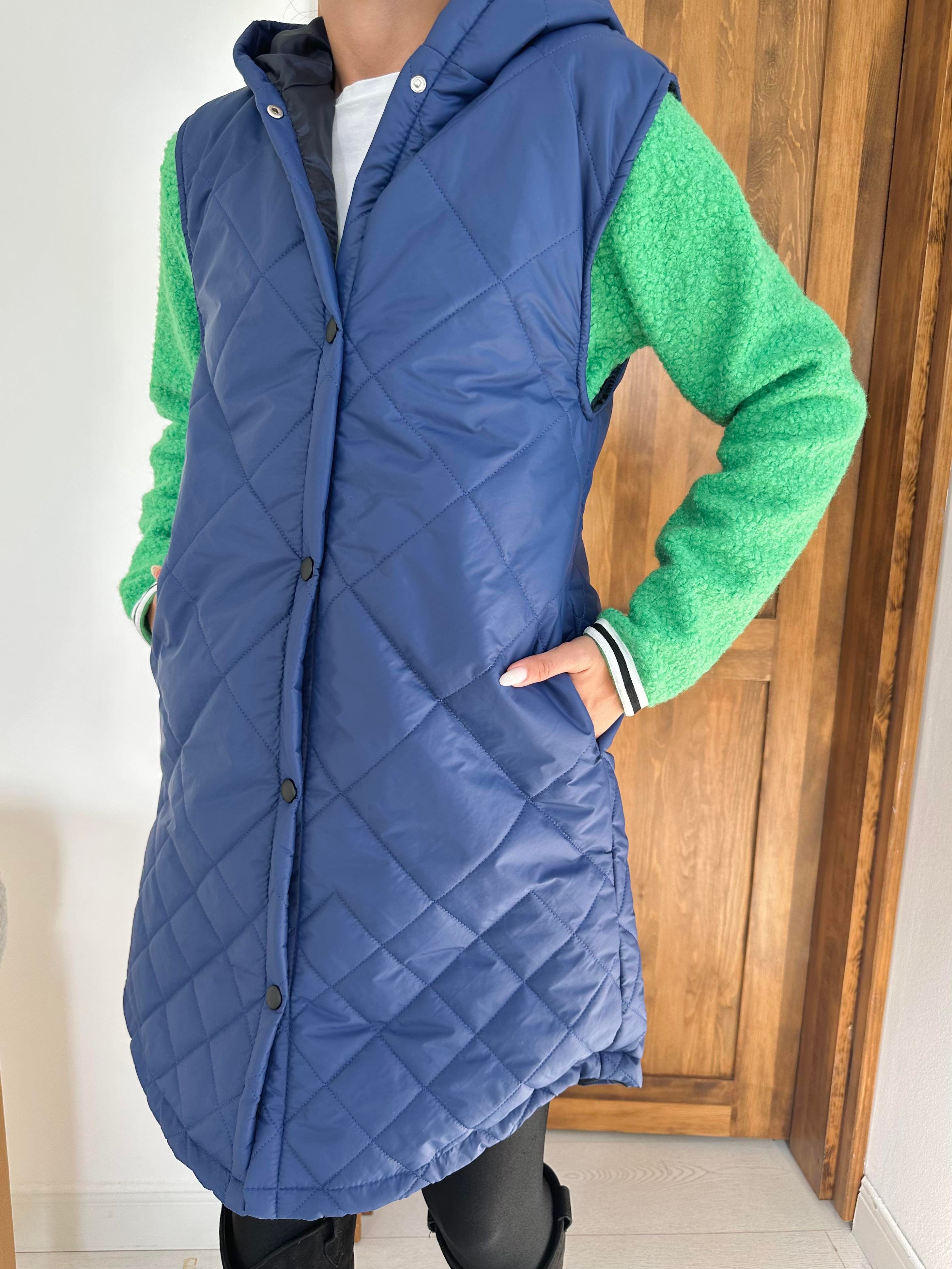 Toptan Saks Kapitone Uzun Yelek