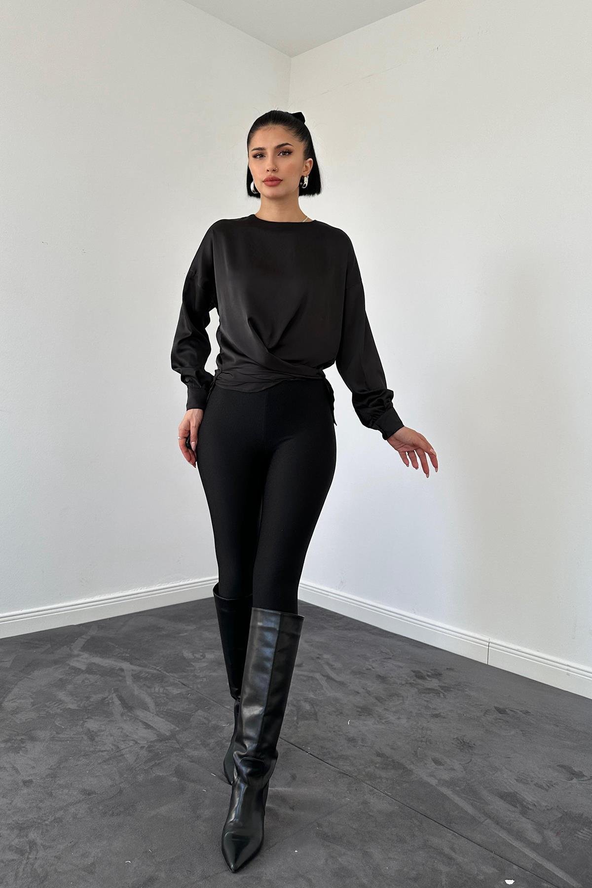 Wholesale Black Crew Neck Blouse
