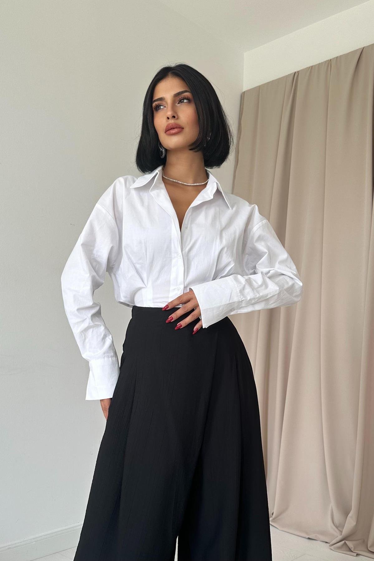 Toptan Siyah Çilek Kumaş Pantolon