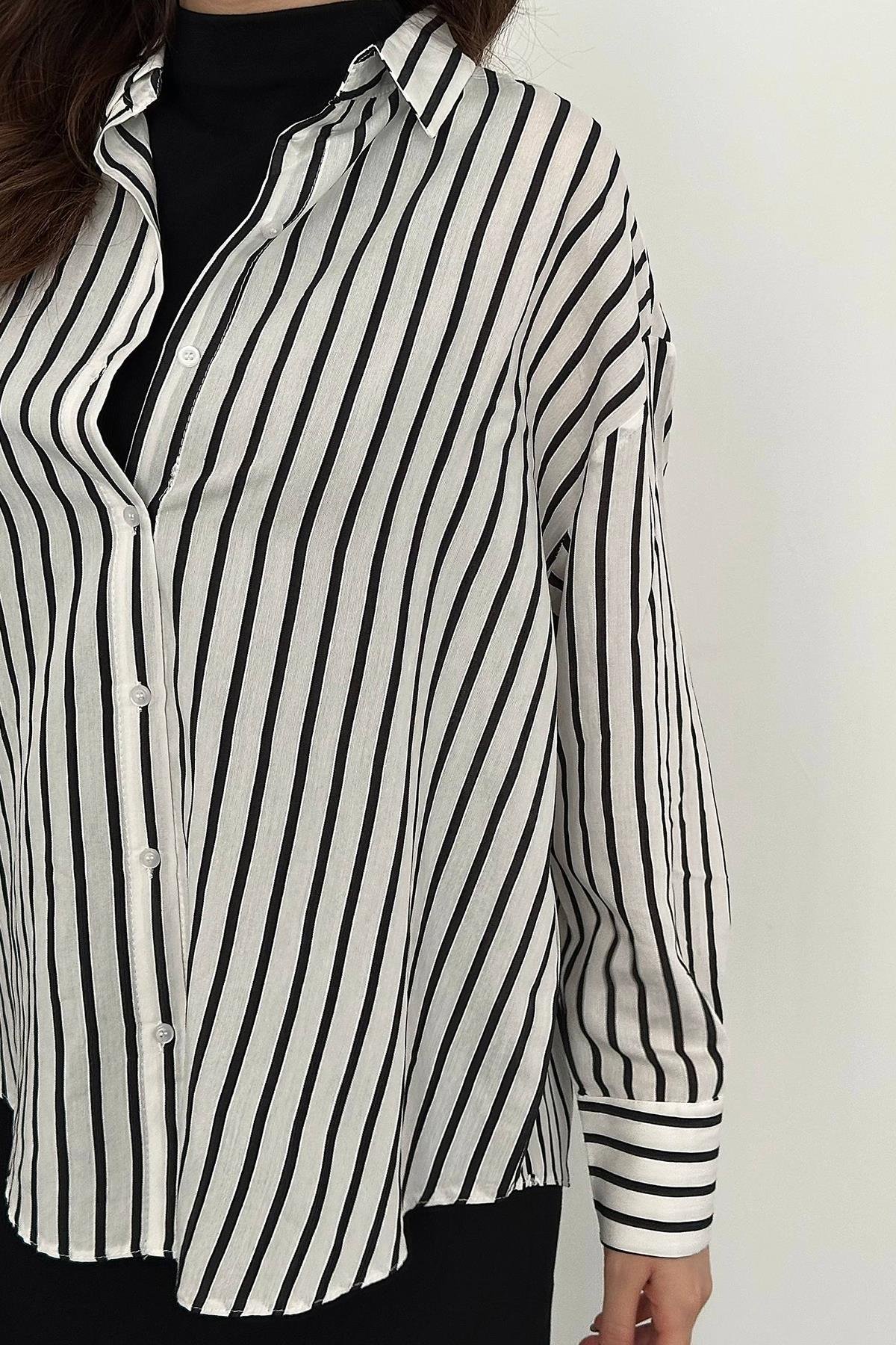 Toptan Siyah Çizgili Gömlek