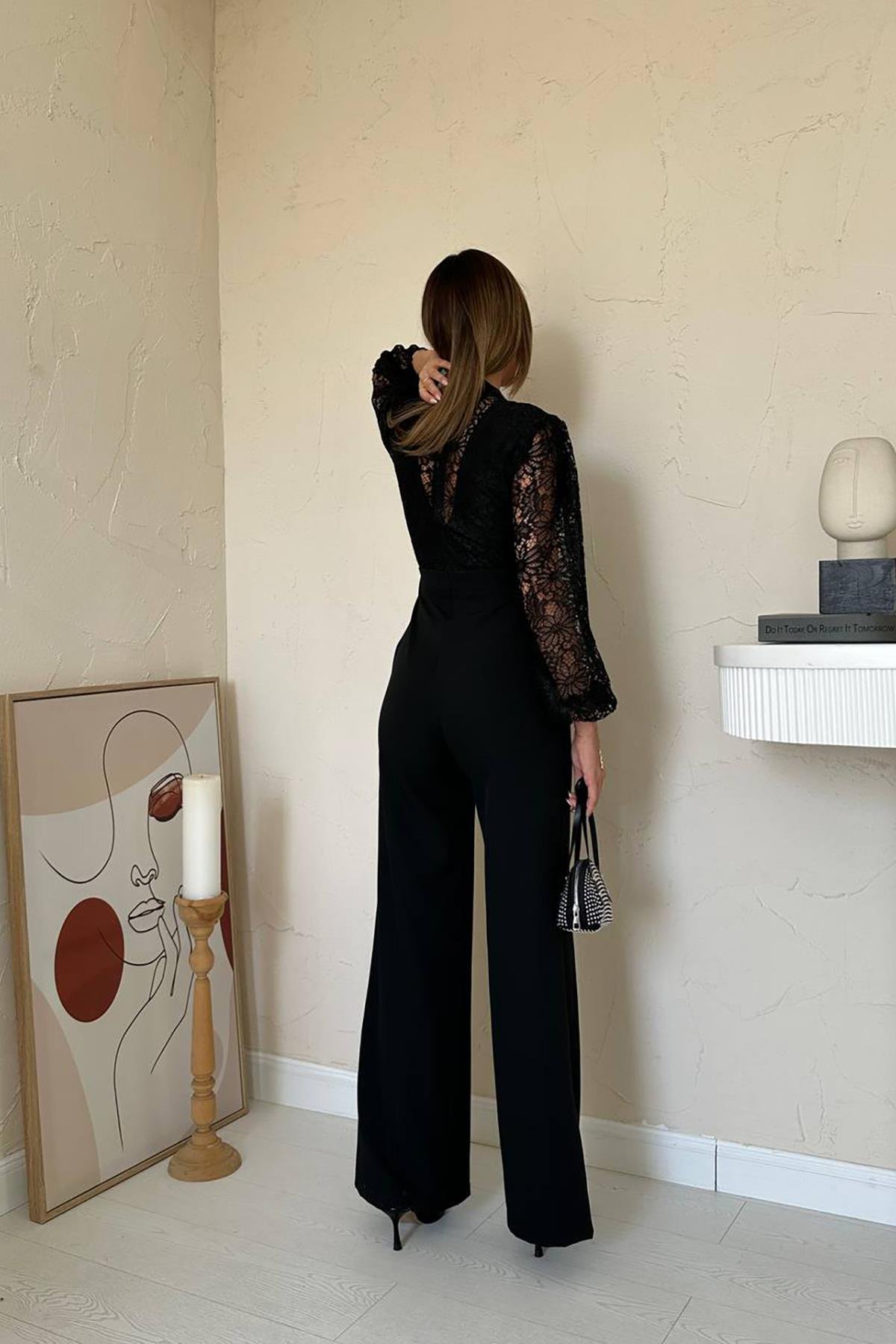 Toptan Siyah Dantelli Apoletli Tulum