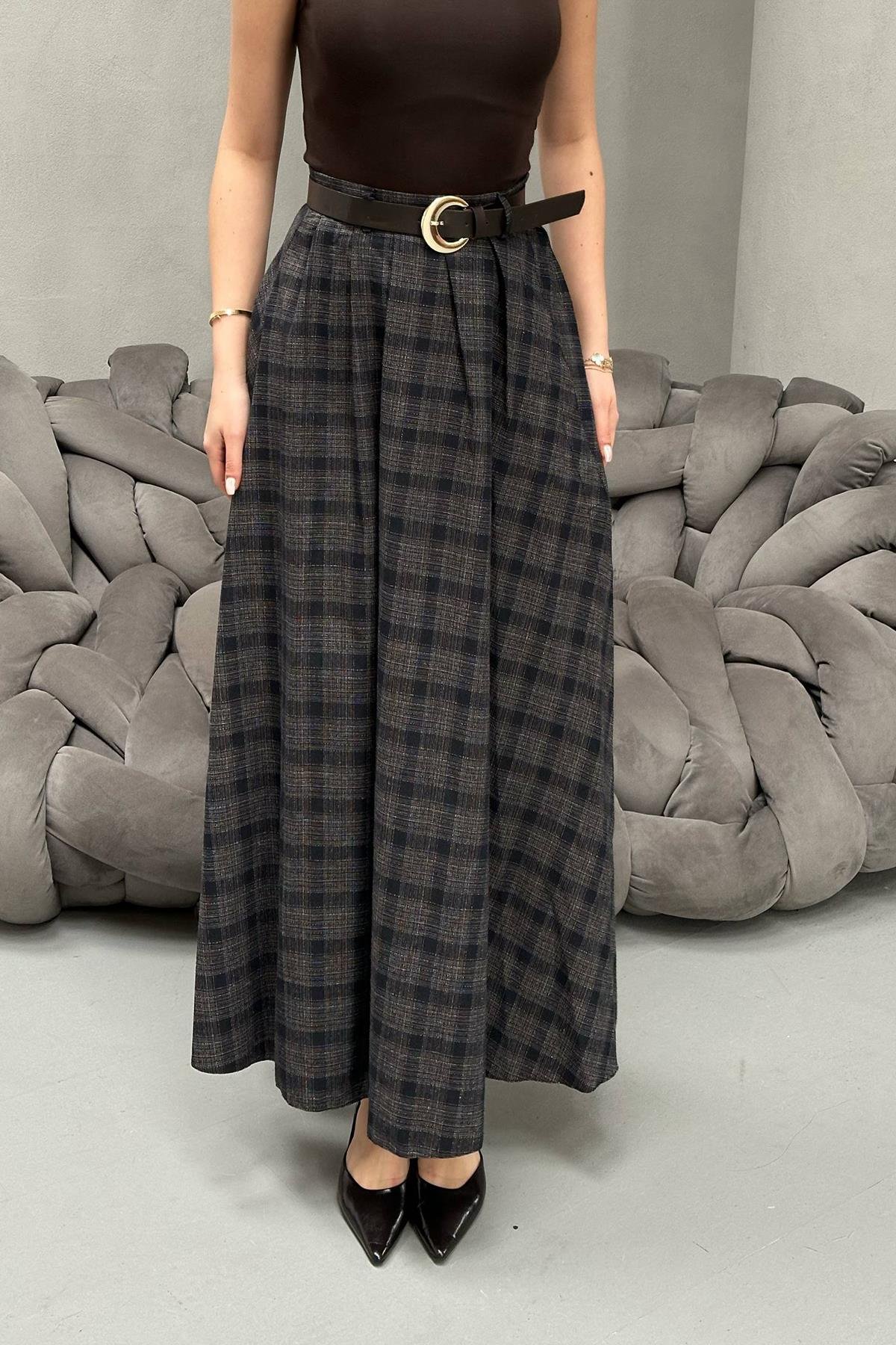 Toptan Siyah Ekose Etek