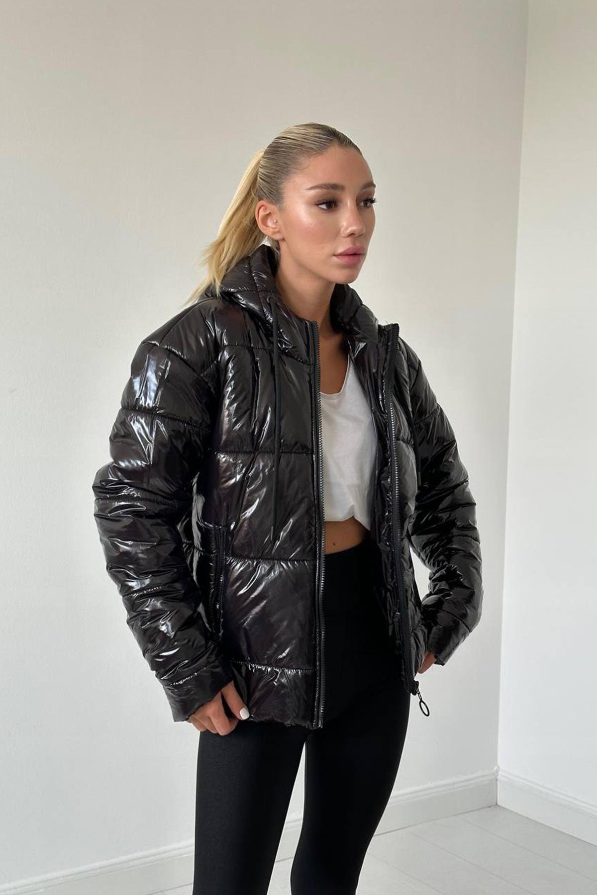 Black Hooded Puffer Jacket