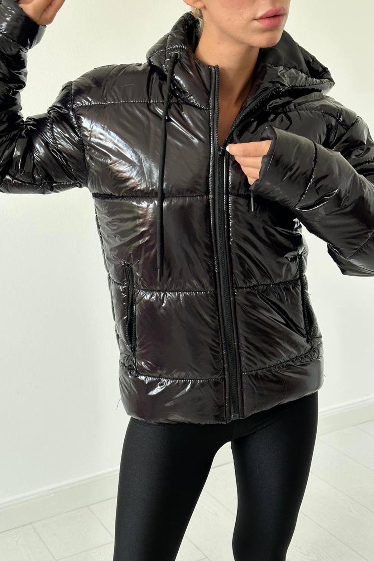 Black Hooded Puffer Jacket