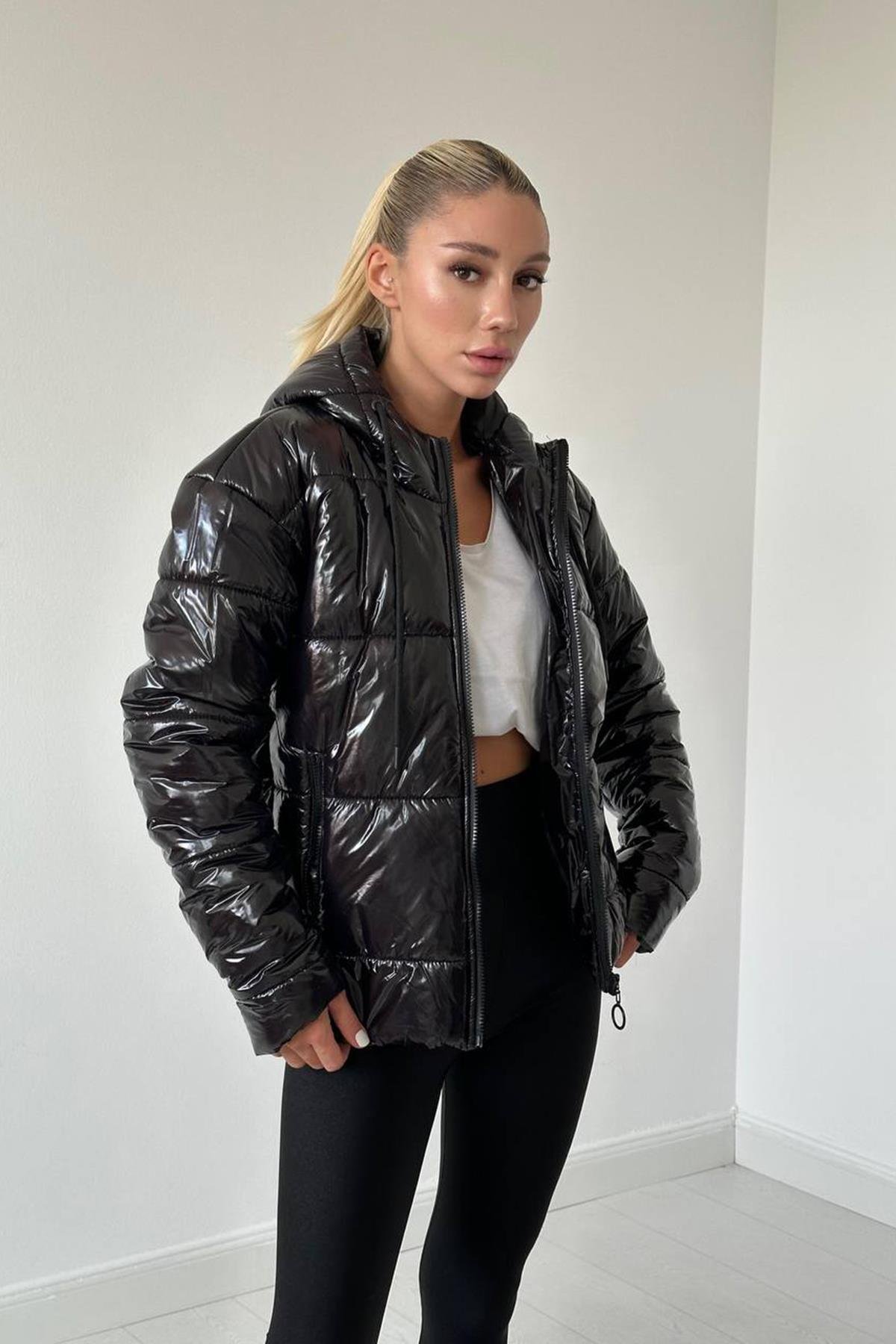 Black Hooded Puffer Jacket