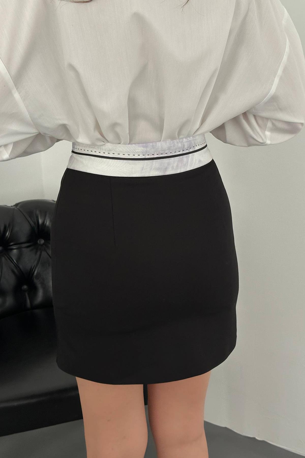 Toptan Siyah Kemeri Bilyeli Mini Etek