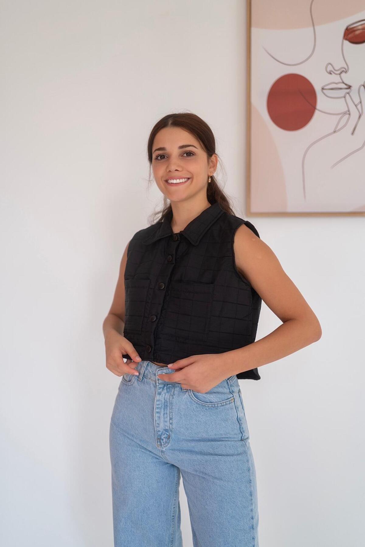 Оптовая продажа черного короткого стеганого жилета