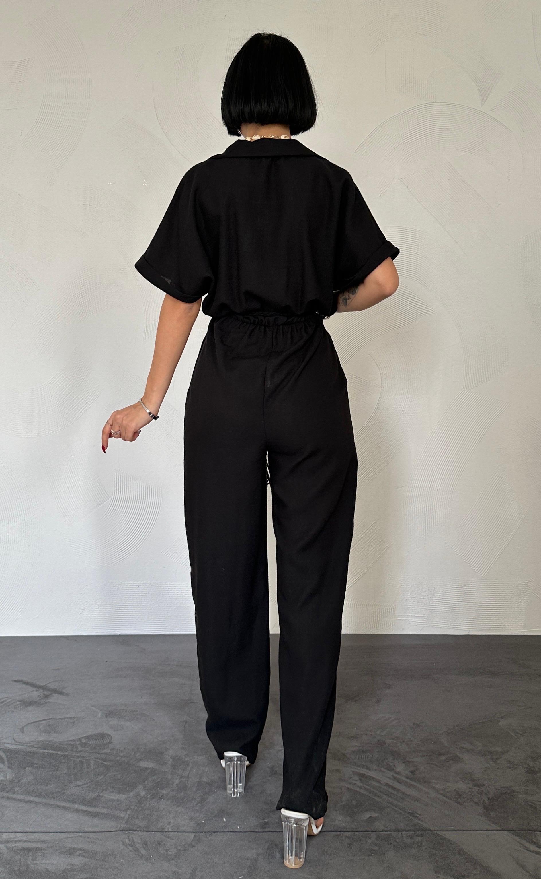 Toptan Siyah Kruvaze Tulum