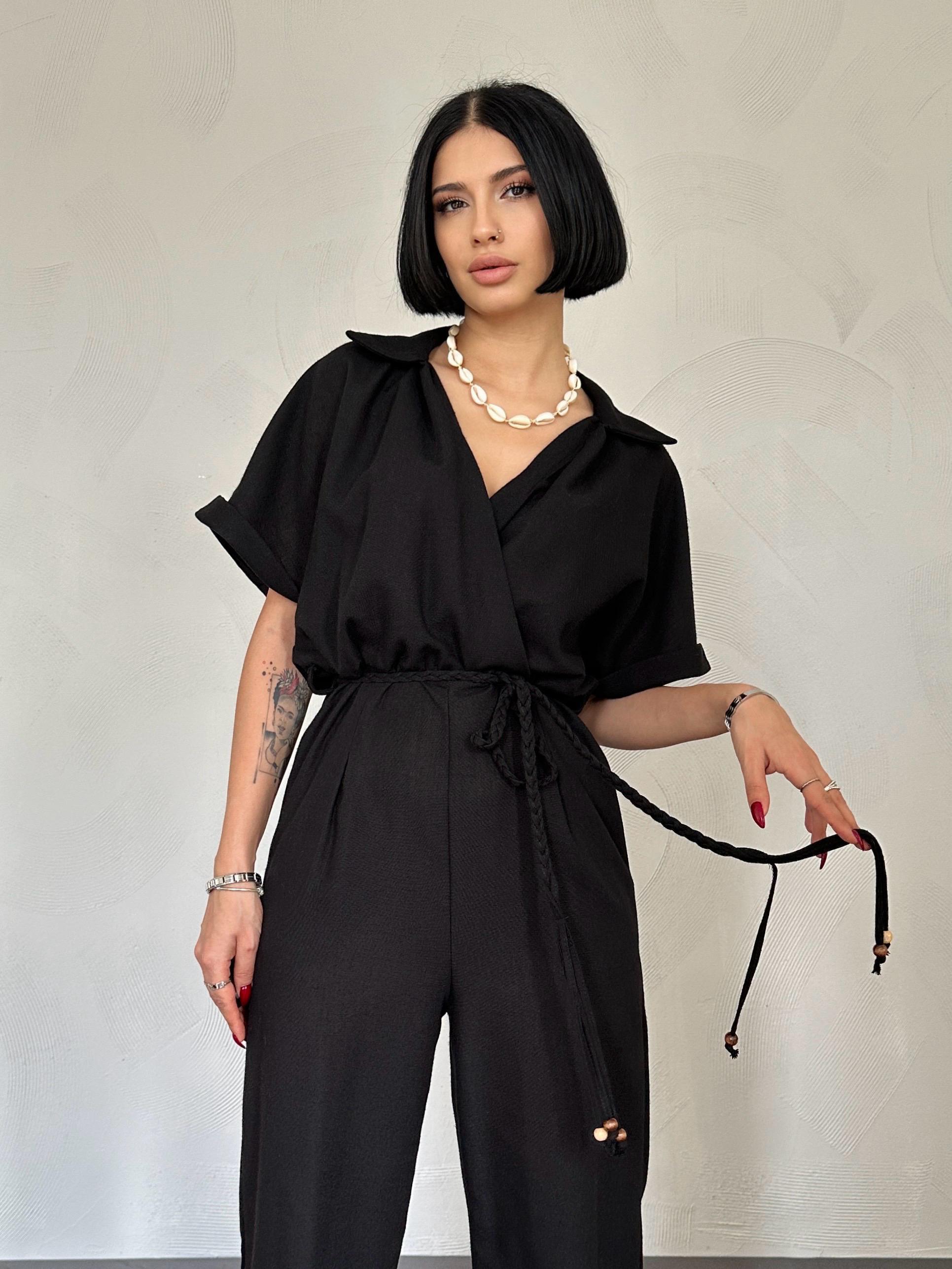 Toptan Siyah Kruvaze Tulum