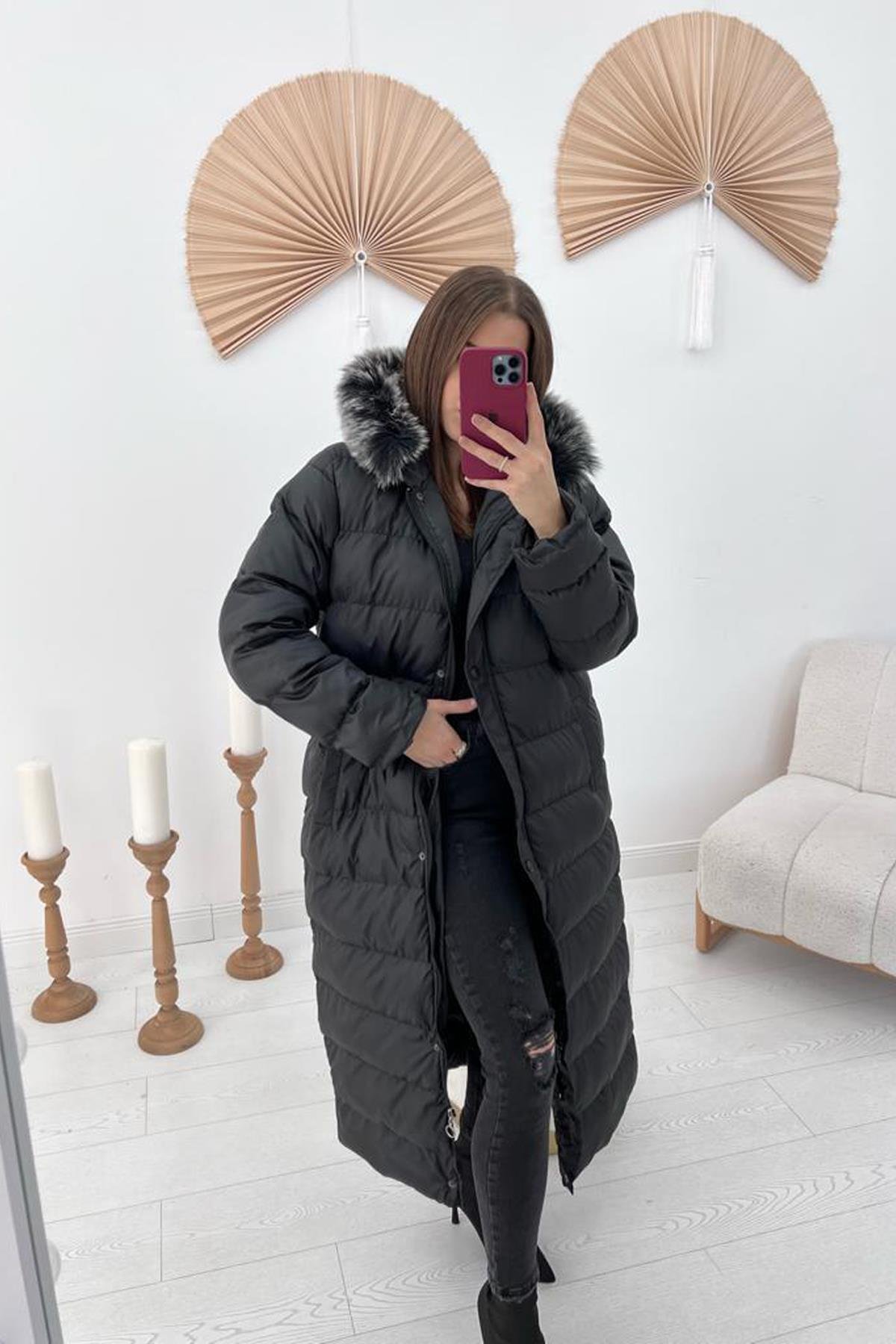 Black Fur Puffer Jacket