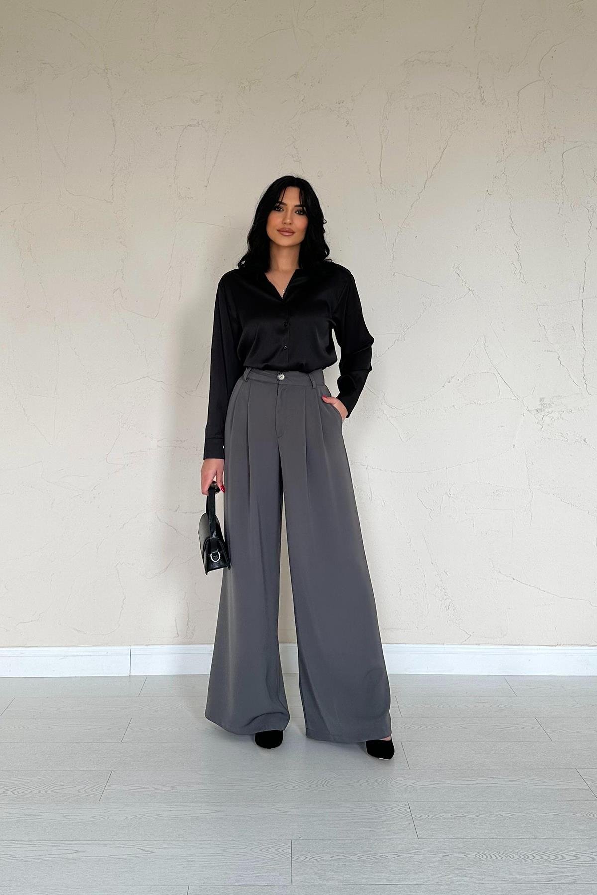 Toptan Siyah Saten Gömlek