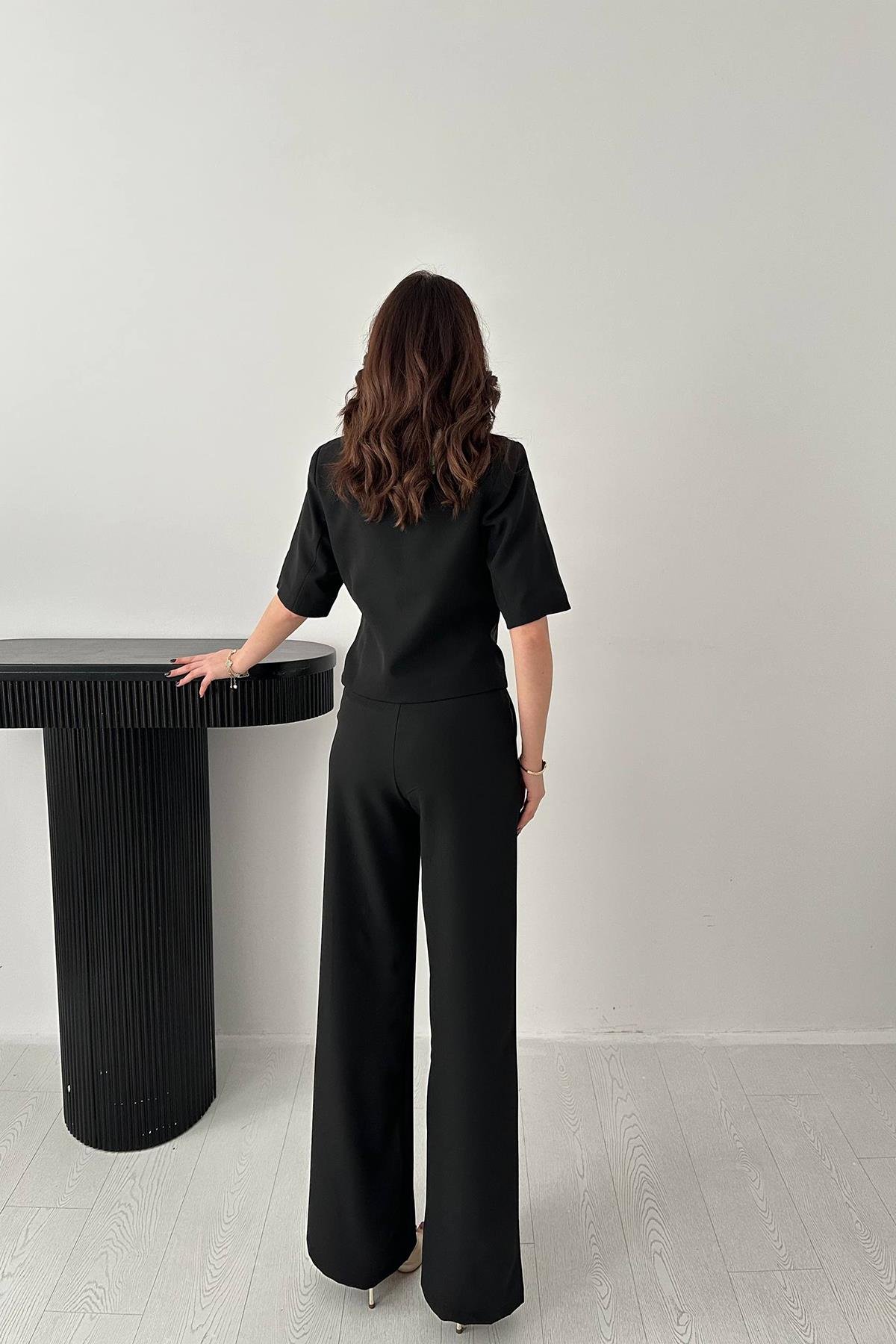 Wholesale Black Single Buckle Jacket and Trousers Set