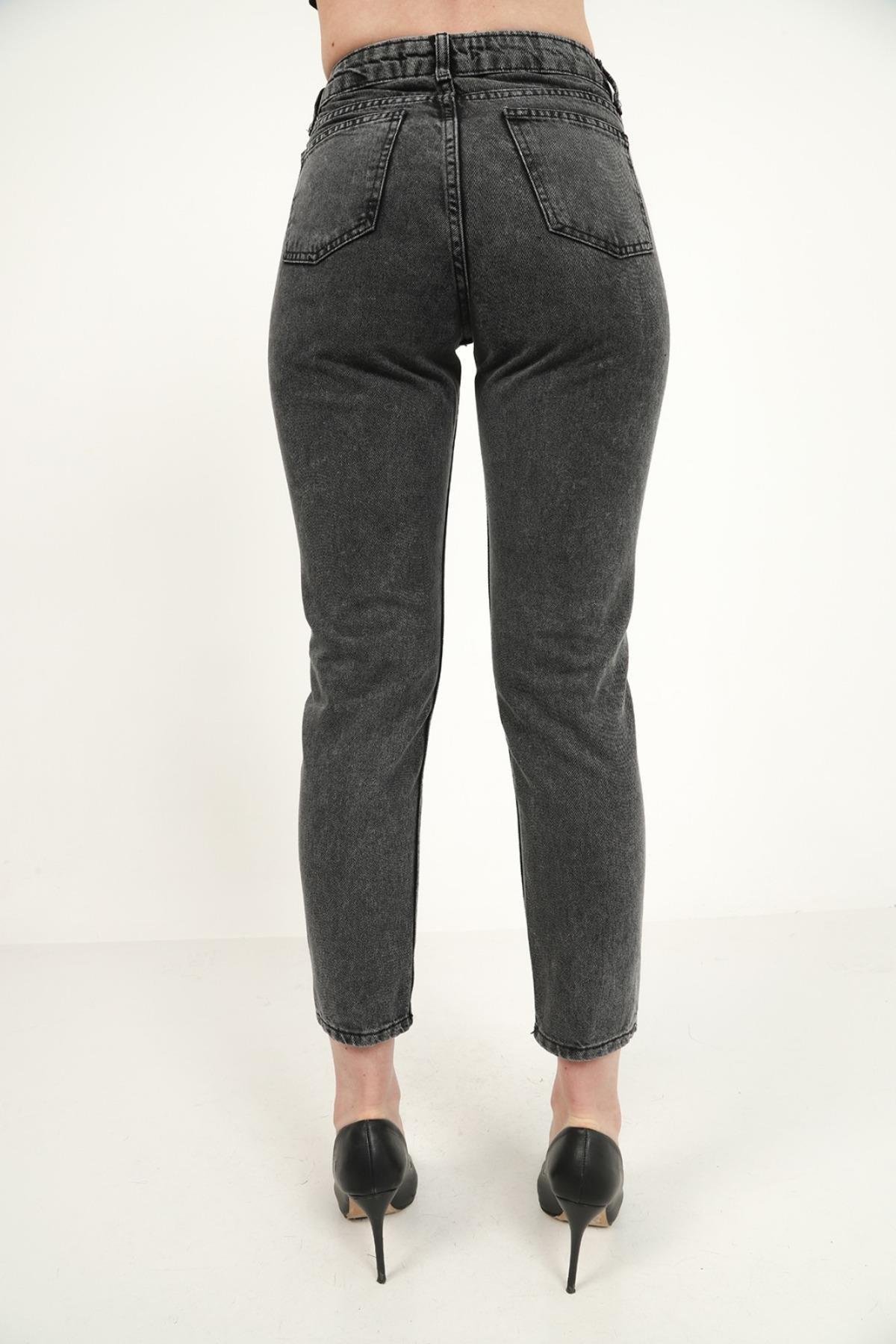 Toptan Siyah Yıldırım Desenli Jeans Pantolon