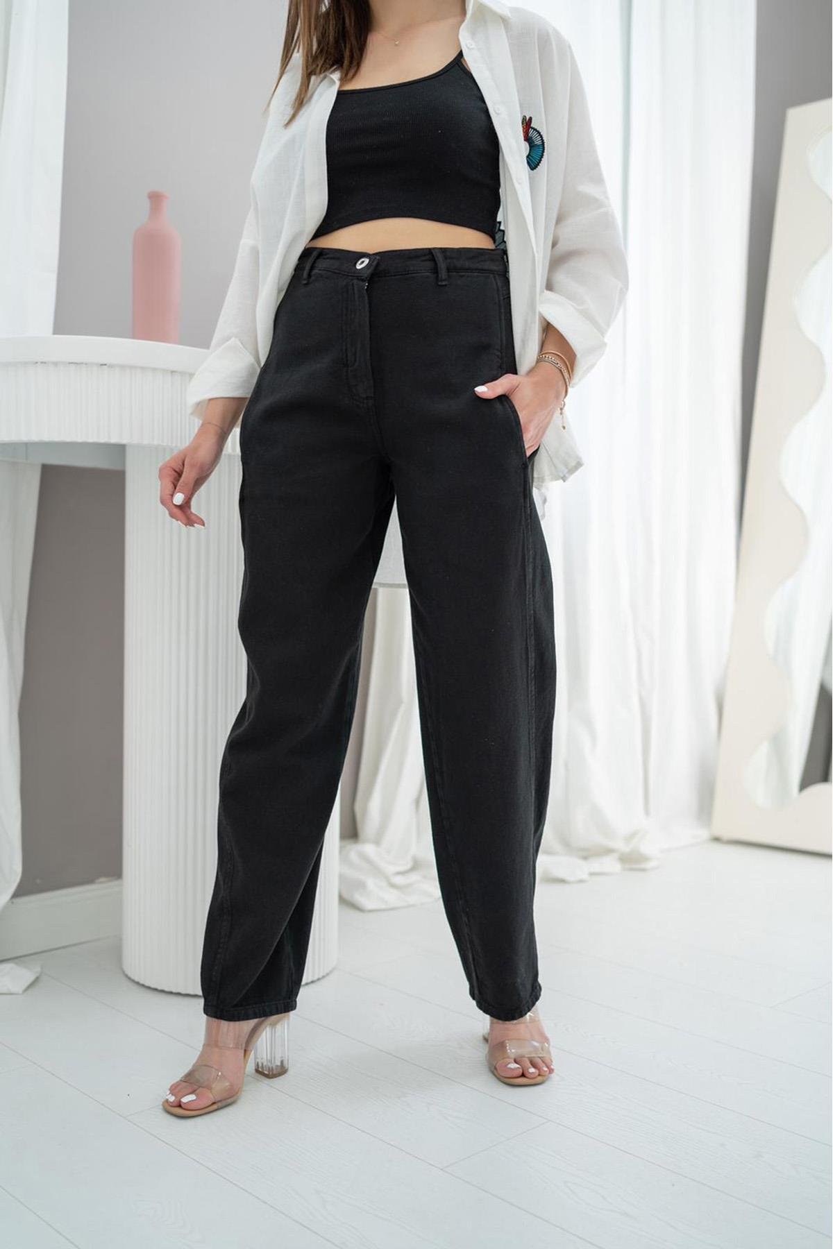 Toptan Siyah Yüksek Bel Pantolon